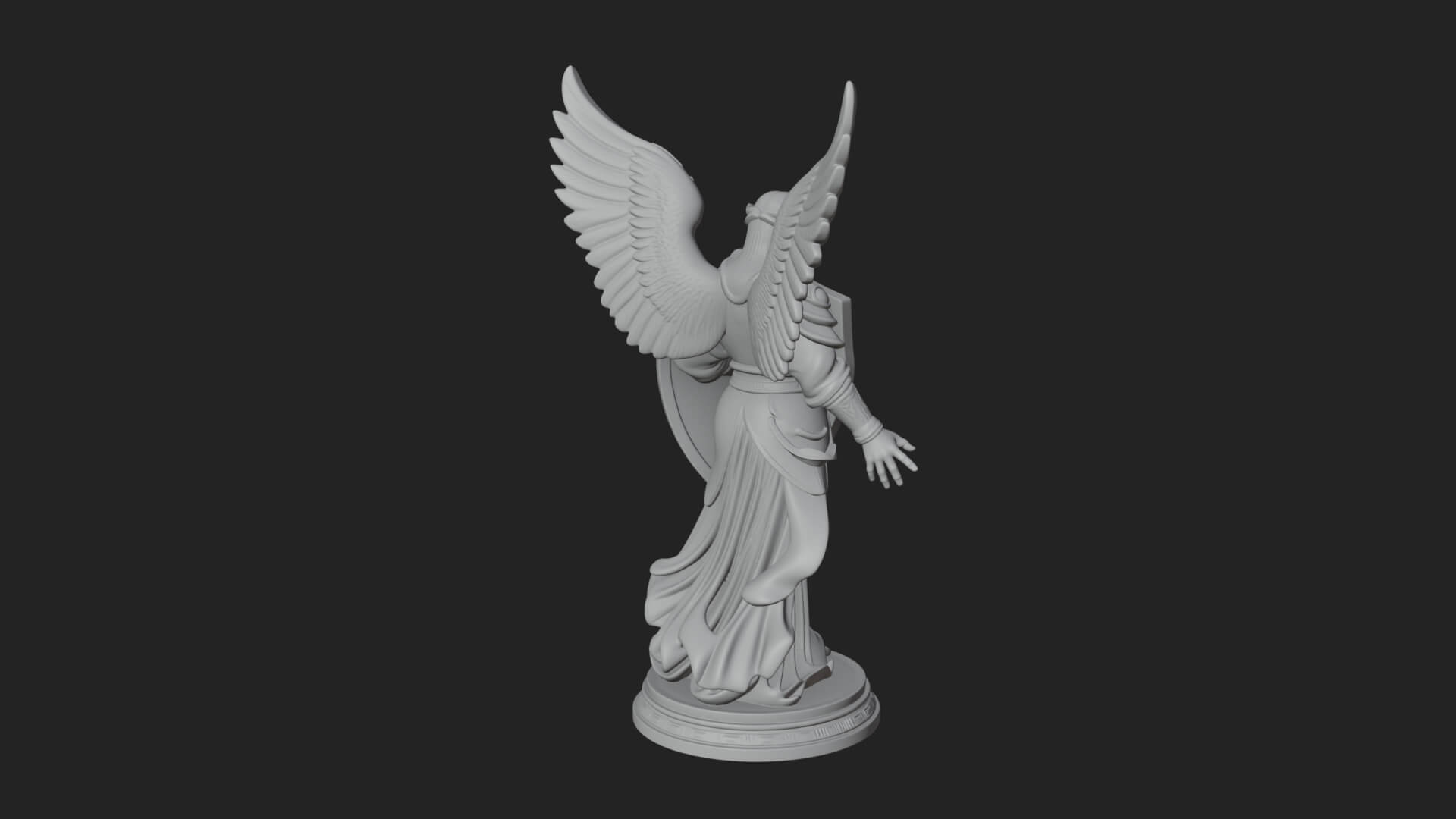 Winged Angel Warrior Woman Statue Design 14 3D Print Model 3D Model
