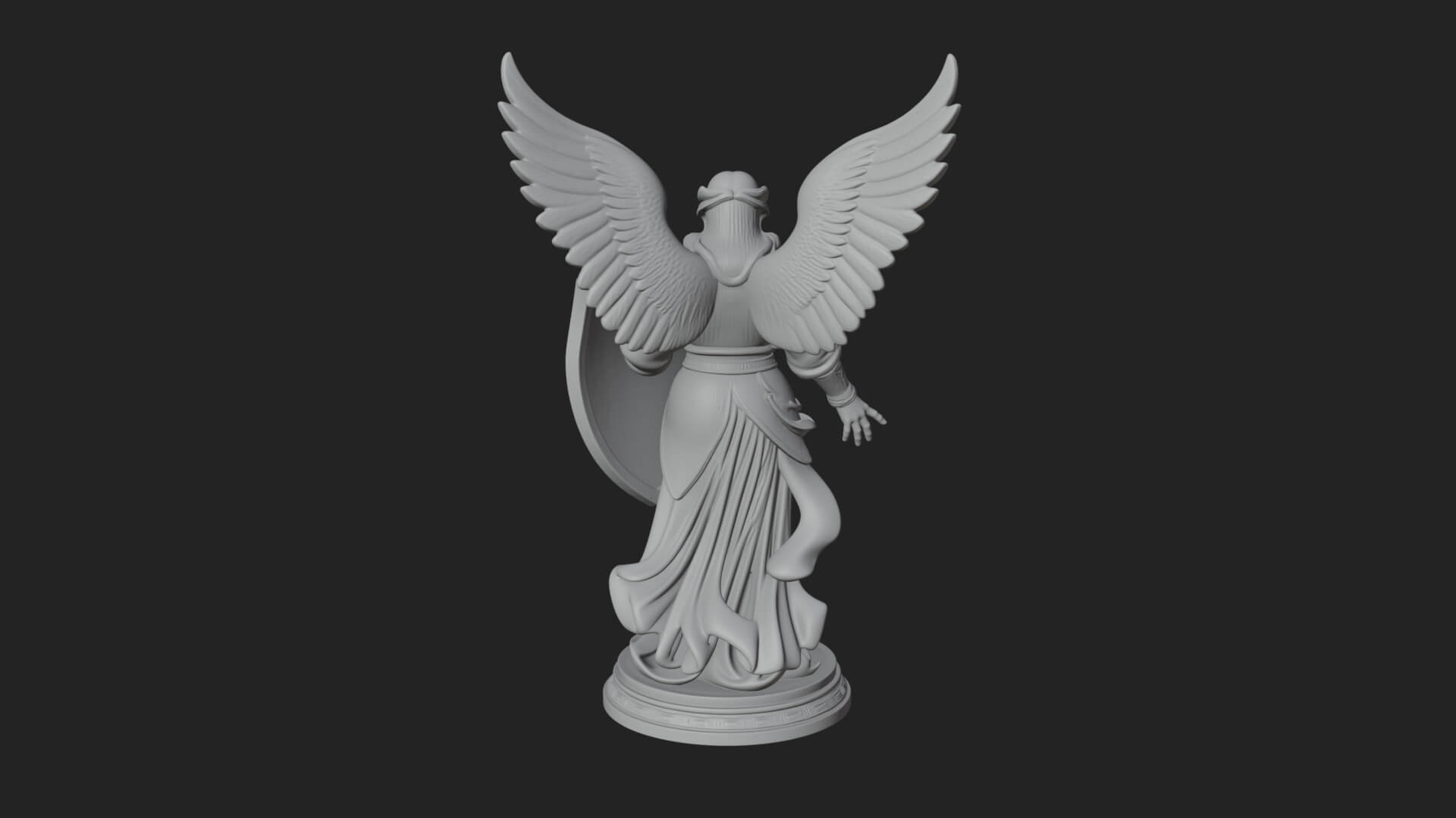Winged Angel Warrior Woman Statue Design 14 3D Print Model 3D Model