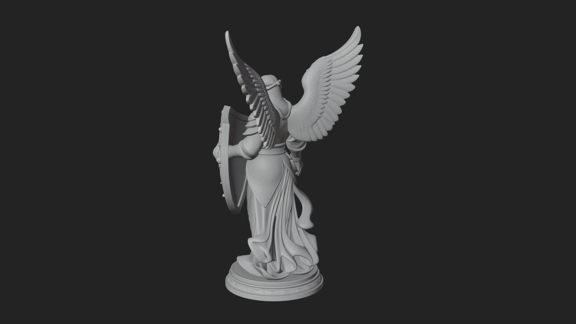 Winged Angel Warrior Woman Statue Design 14 3D Print Model 3D Model