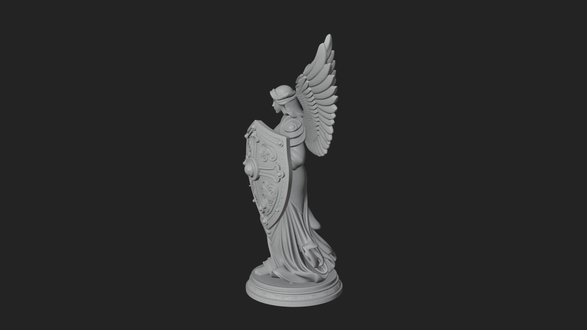 Winged Angel Warrior Woman Statue Design 14 3D Print Model 3D Model