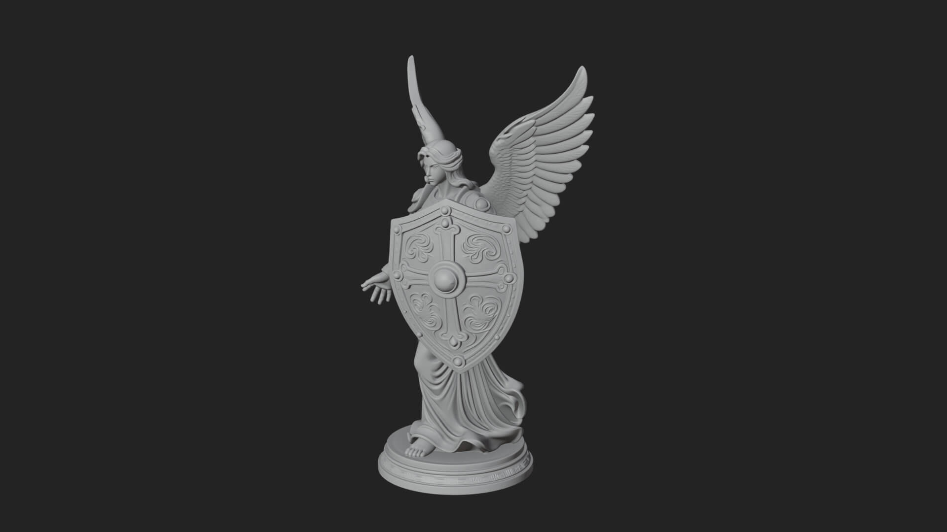 Winged Angel Warrior Woman Statue Design 14 3D Print Model 3D Model