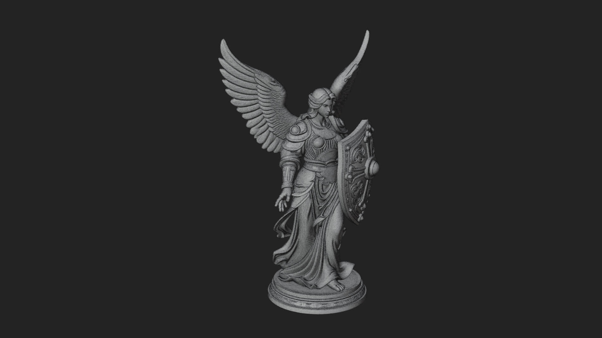Winged Angel Warrior Woman Statue Design 14 3D Print Model 3D Model