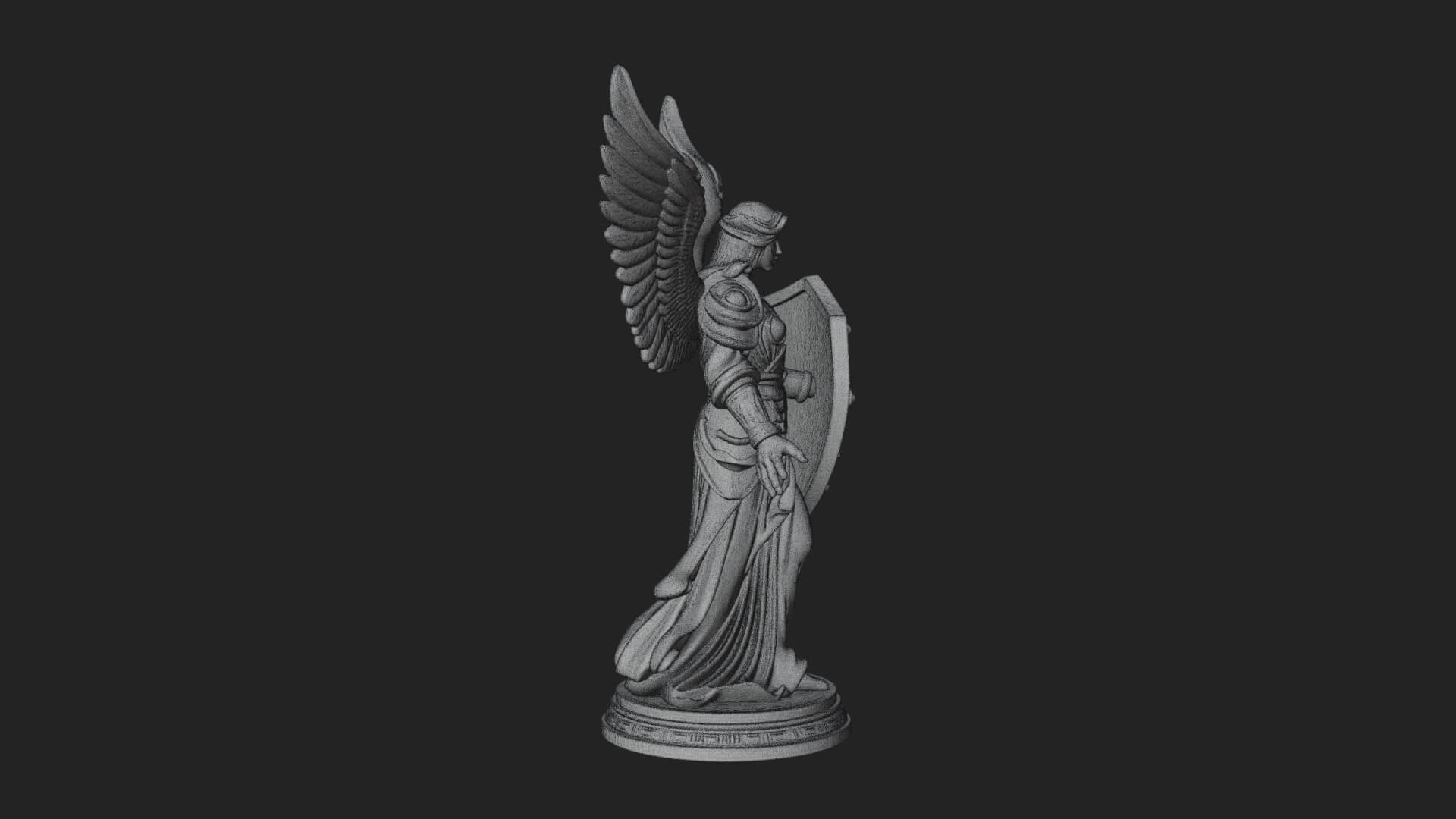 Winged Angel Warrior Woman Statue Design 14 3D Print Model 3D Model