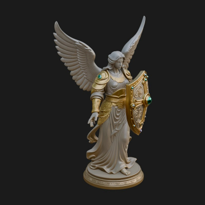 Winged Angel Warrior Woman Statue Design 14 3D Print Model