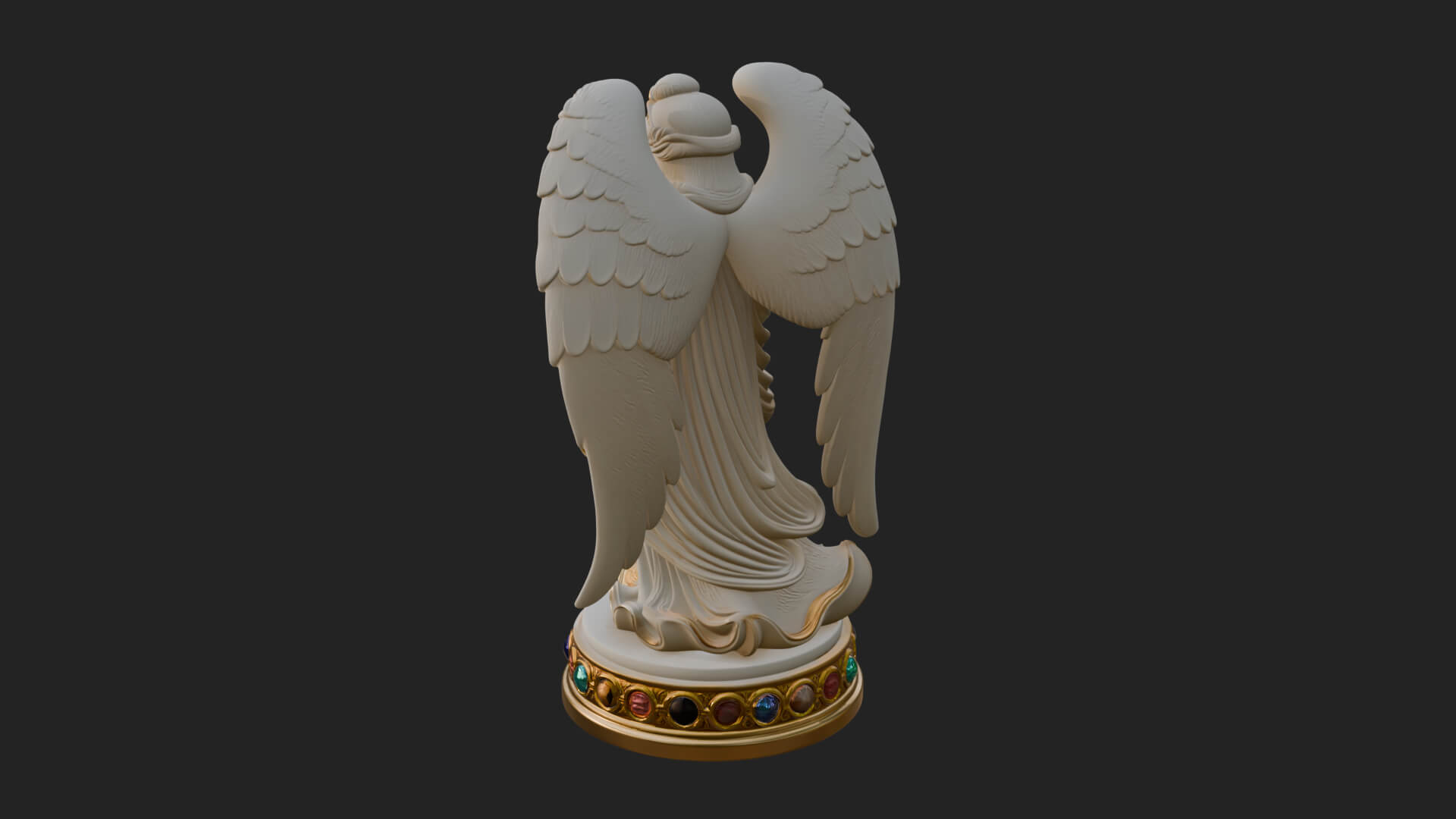 Winged Angel with Child Statue Design 1 3D Print Model 3D Model