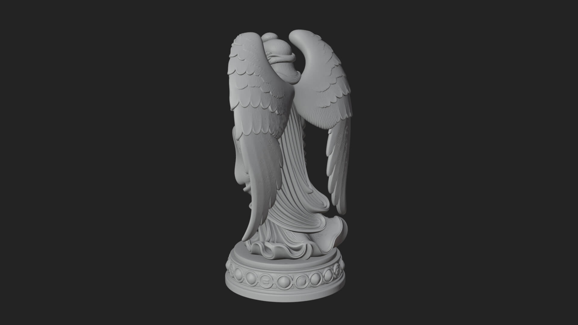 Winged Angel with Child Statue Design 1 3D Print Model 3D Model