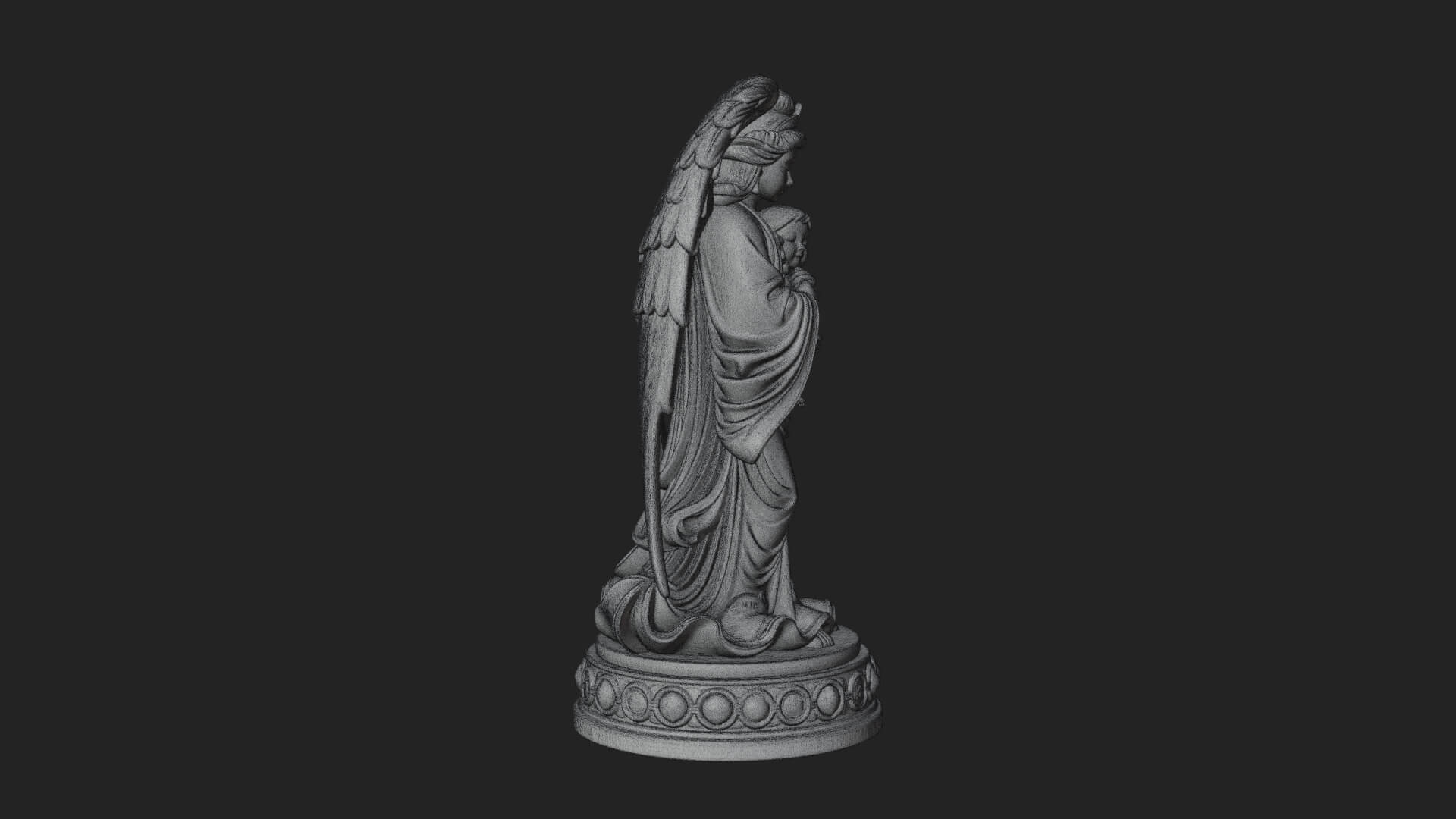 Winged Angel with Child Statue Design 1 3D Print Model 3D Model