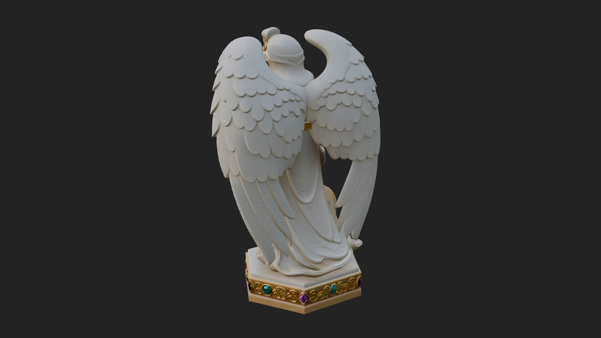 Winged Angel with Child Statue Design 2 3D Print Model 3D Model