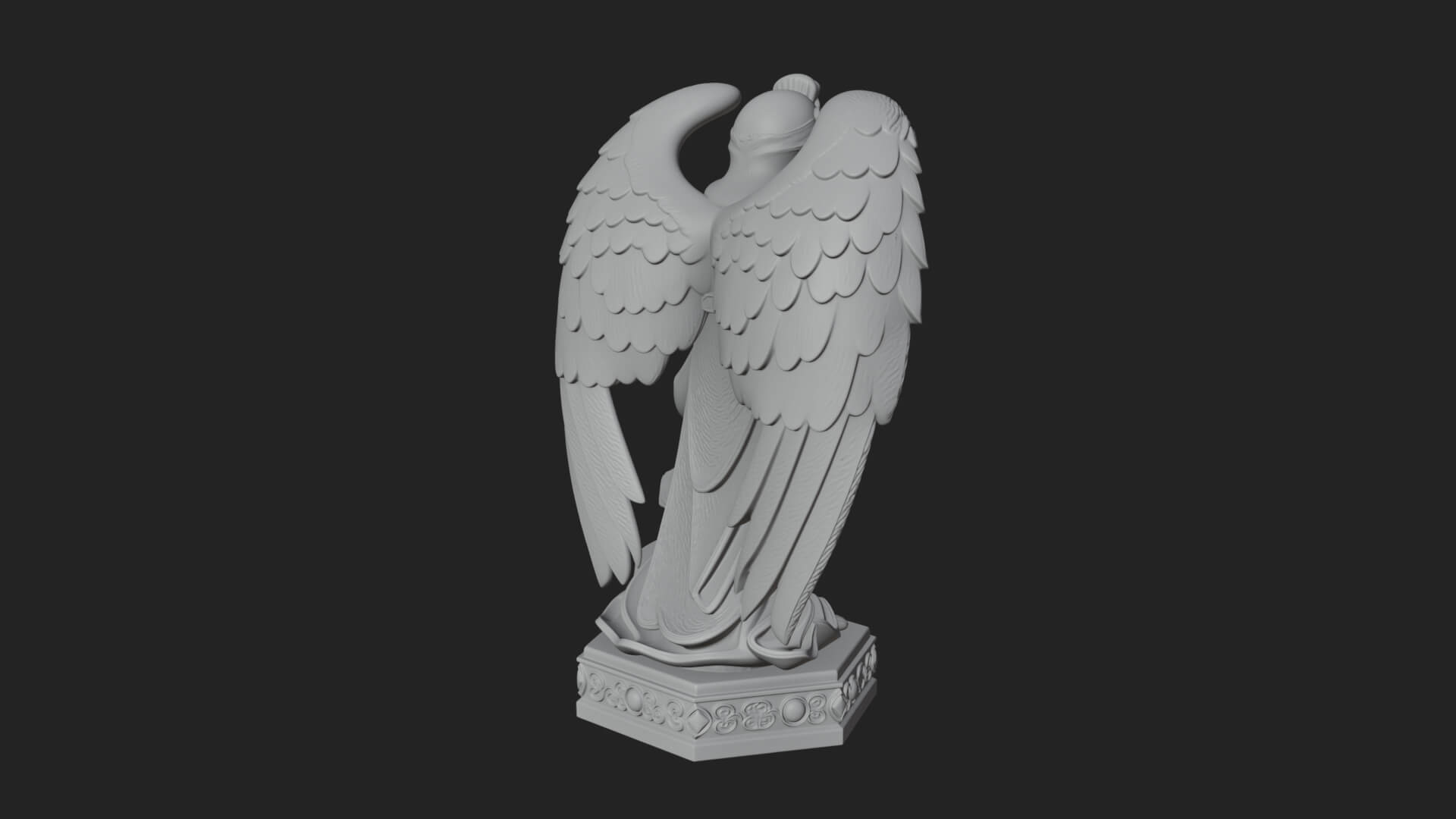 Winged Angel with Child Statue Design 2 3D Print Model 3D Model