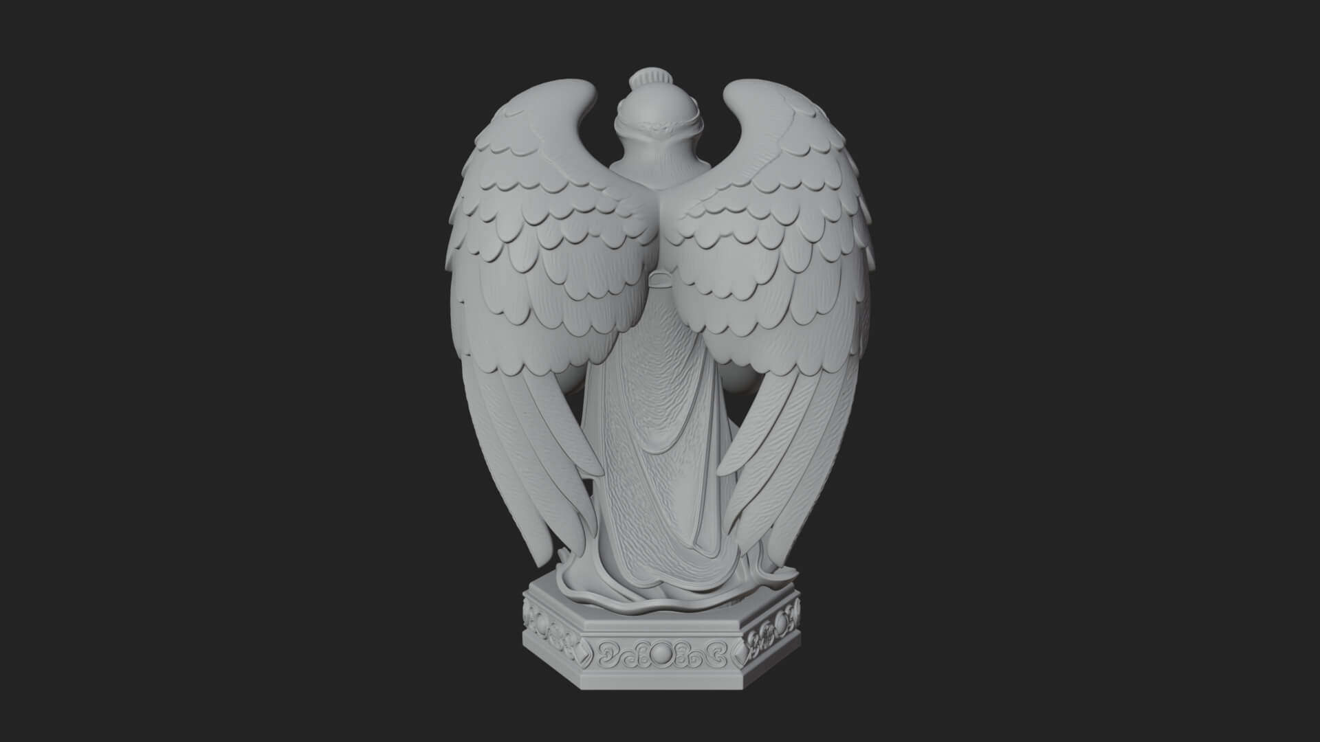 Winged Angel with Child Statue Design 2 3D Print Model 3D Model