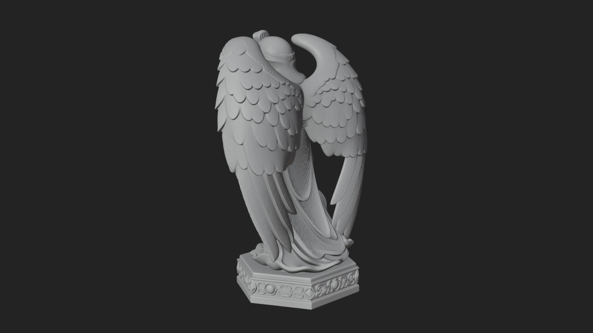 Winged Angel with Child Statue Design 2 3D Print Model 3D Model