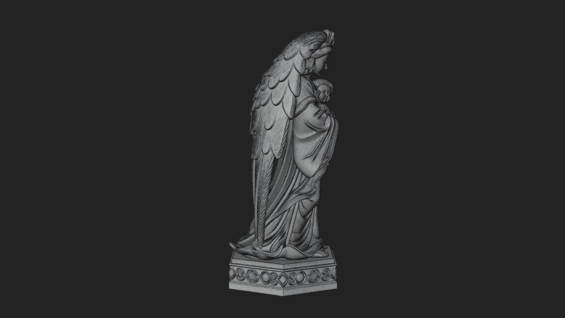 Winged Angel with Child Statue Design 2 3D Print Model 3D Model