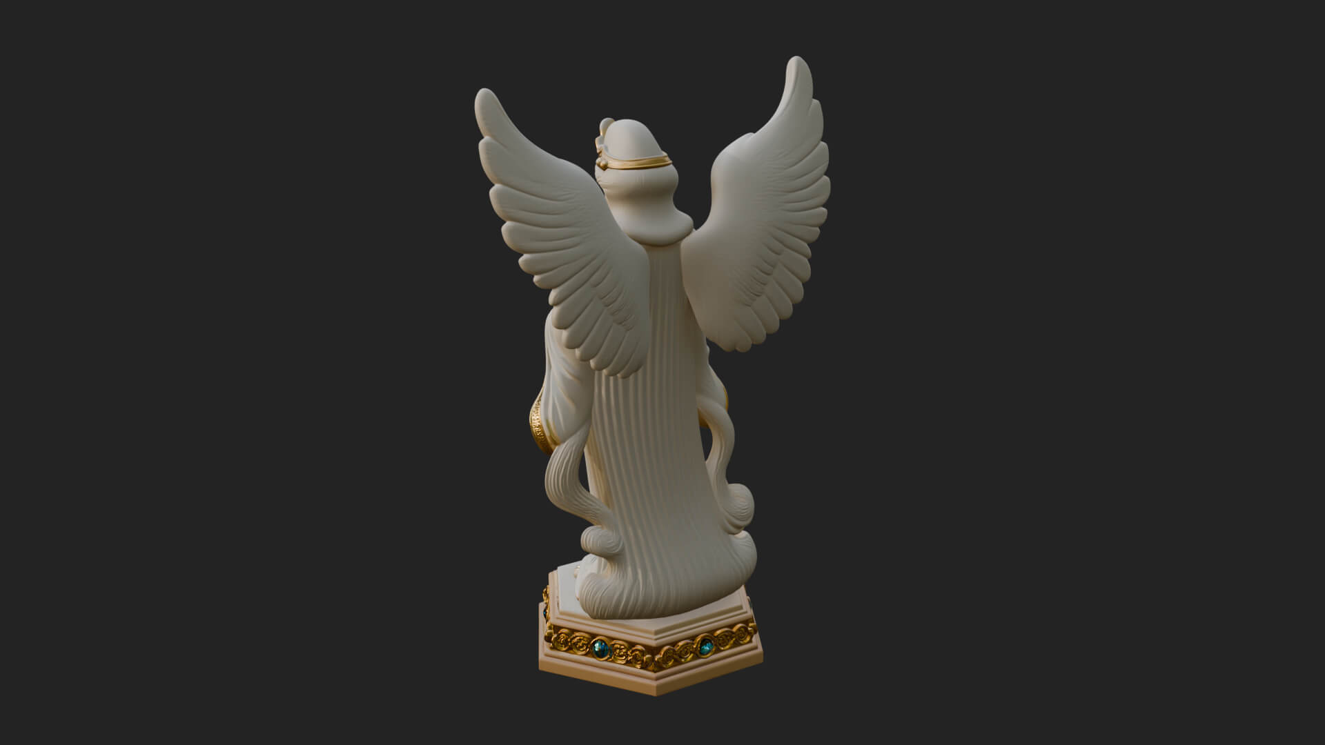 Winged Angel with Child Statue Design 3 3D Print Model 3D Model