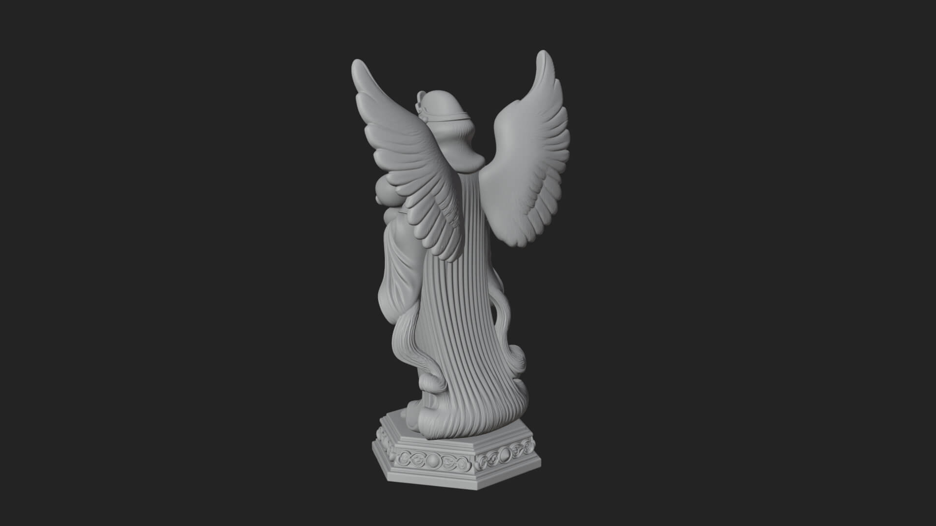 Winged Angel with Child Statue Design 3 3D Print Model 3D Model