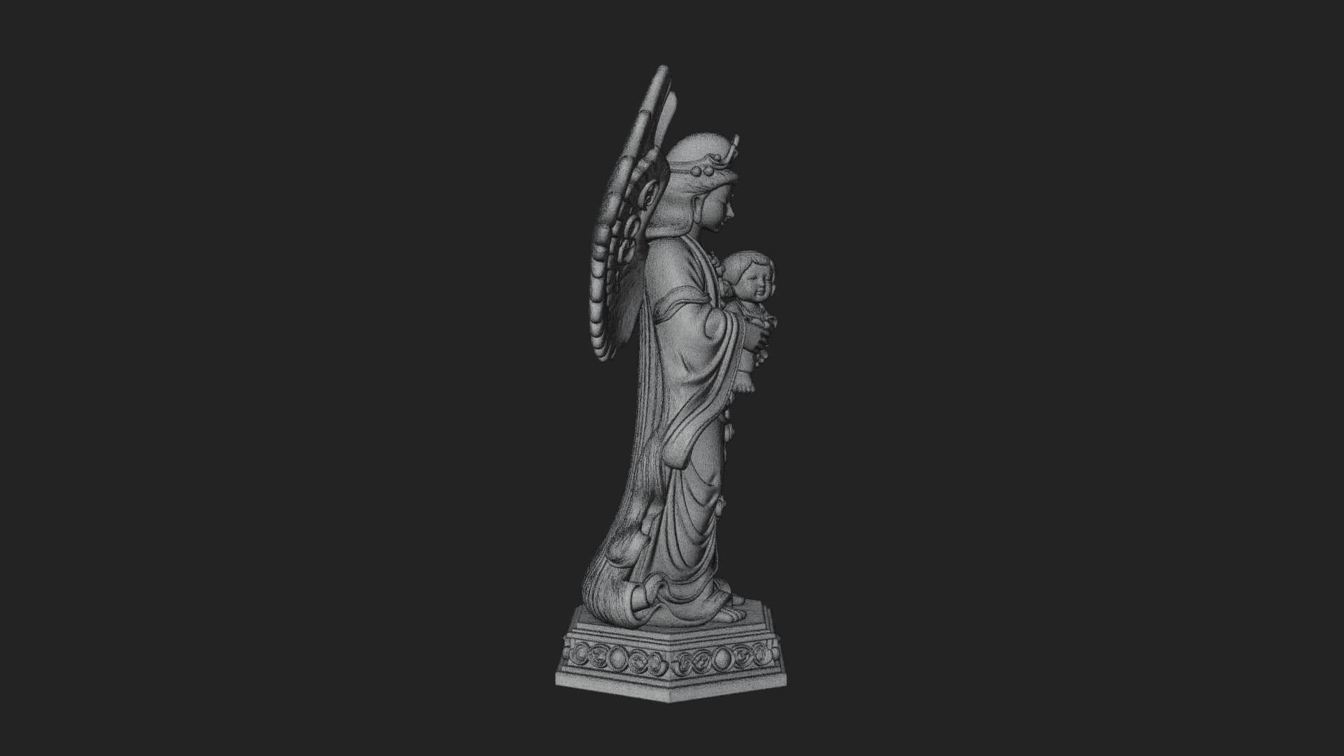 Winged Angel with Child Statue Design 3 3D Print Model 3D Model