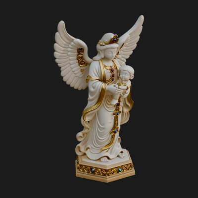 Winged Angel with Child Statue Design 3 3D Print Model