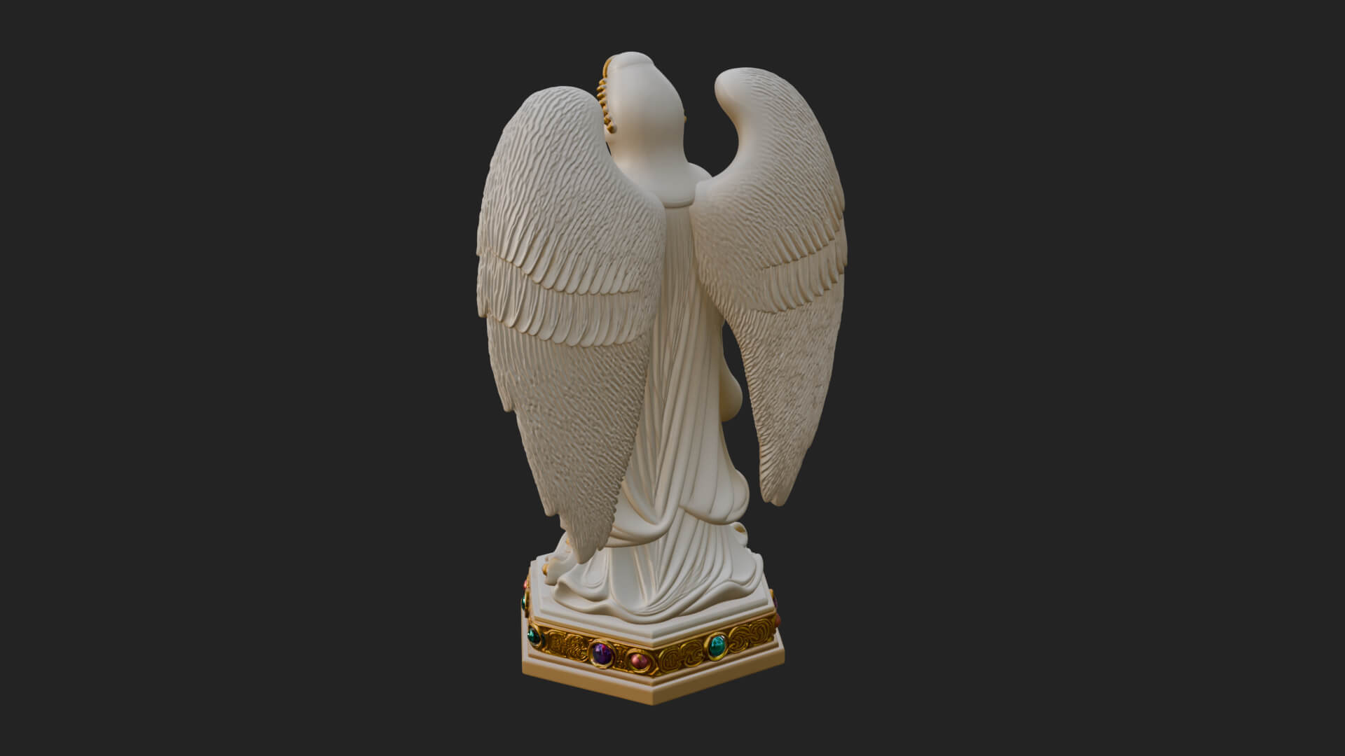 Winged Angel with Child Statue Design 4 3D Print Model 3D Model