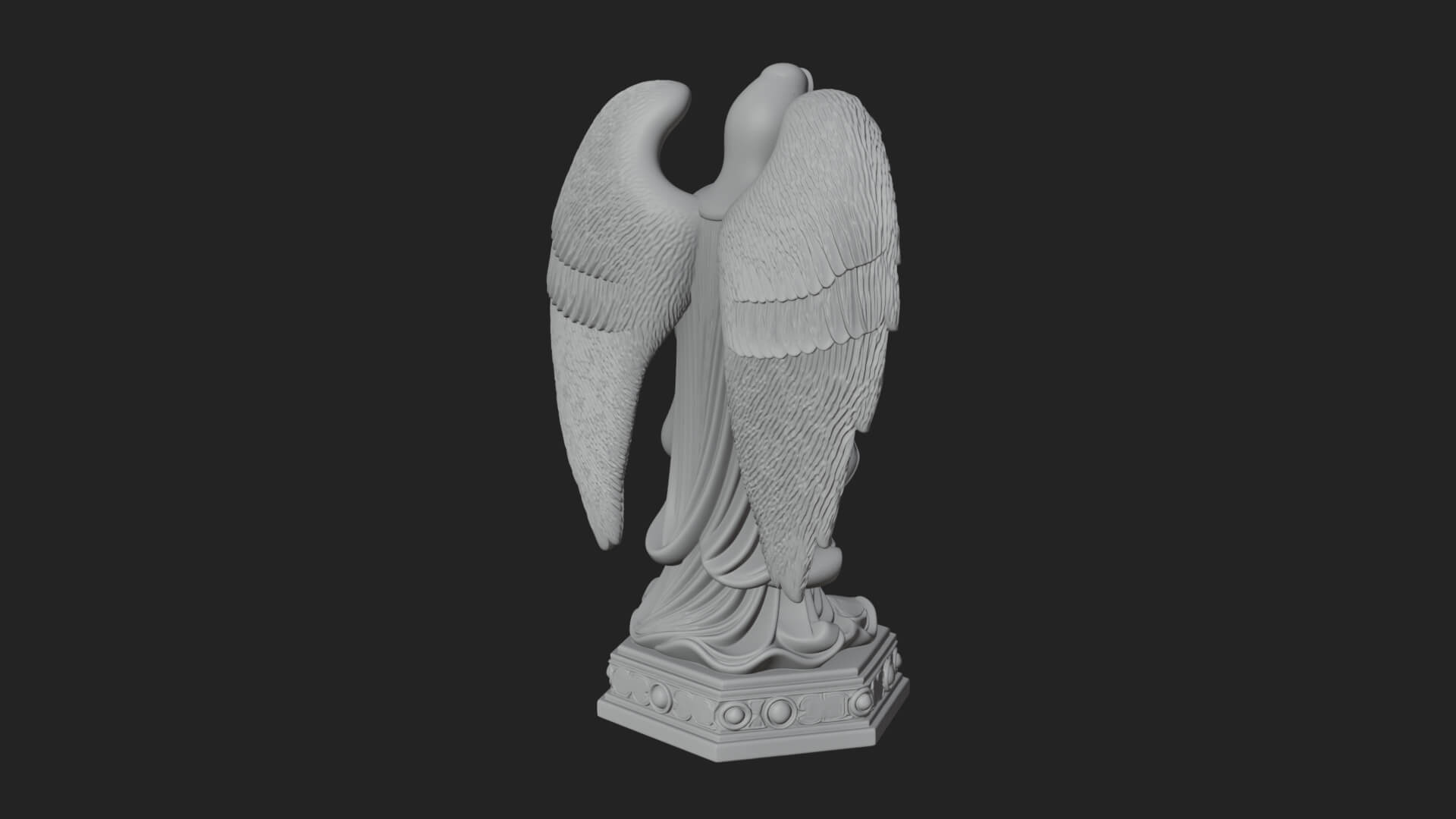 Winged Angel with Child Statue Design 4 3D Print Model 3D Model