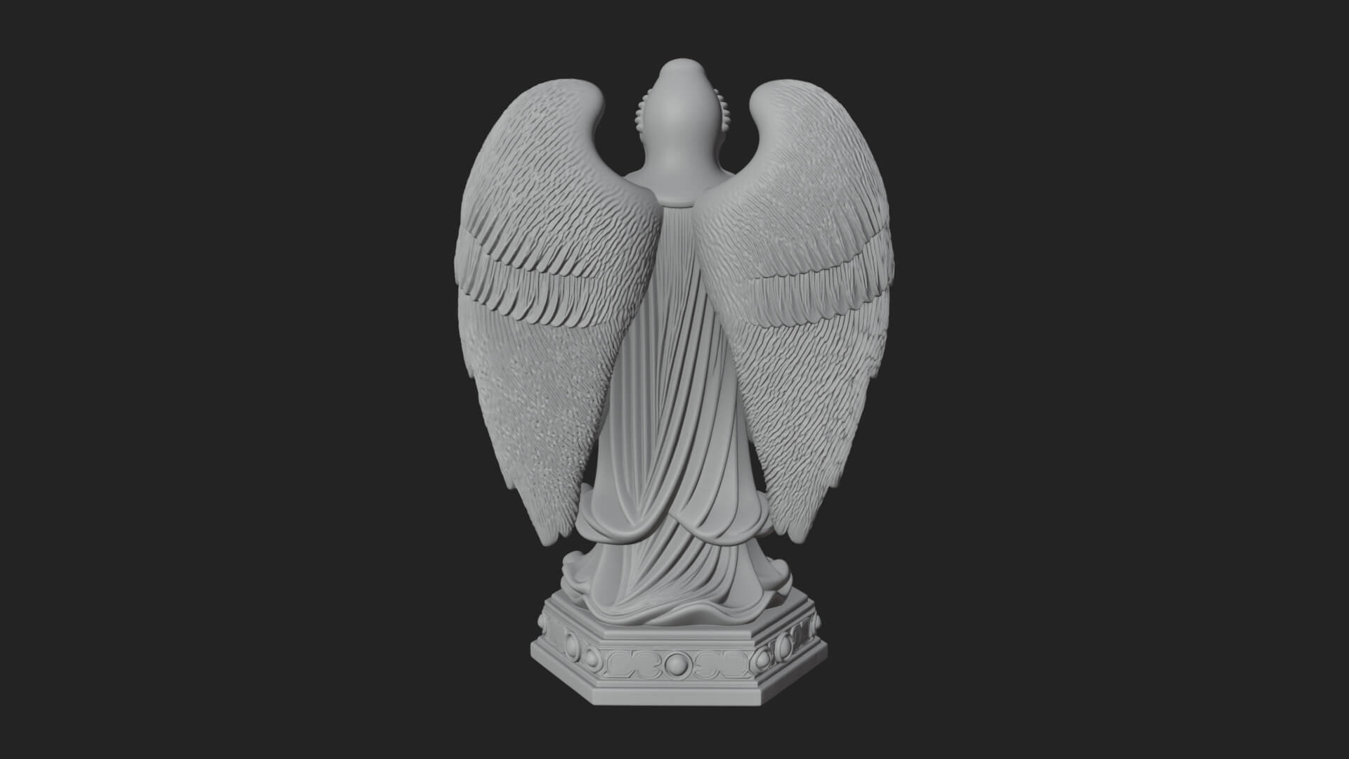 Winged Angel with Child Statue Design 4 3D Print Model 3D Model