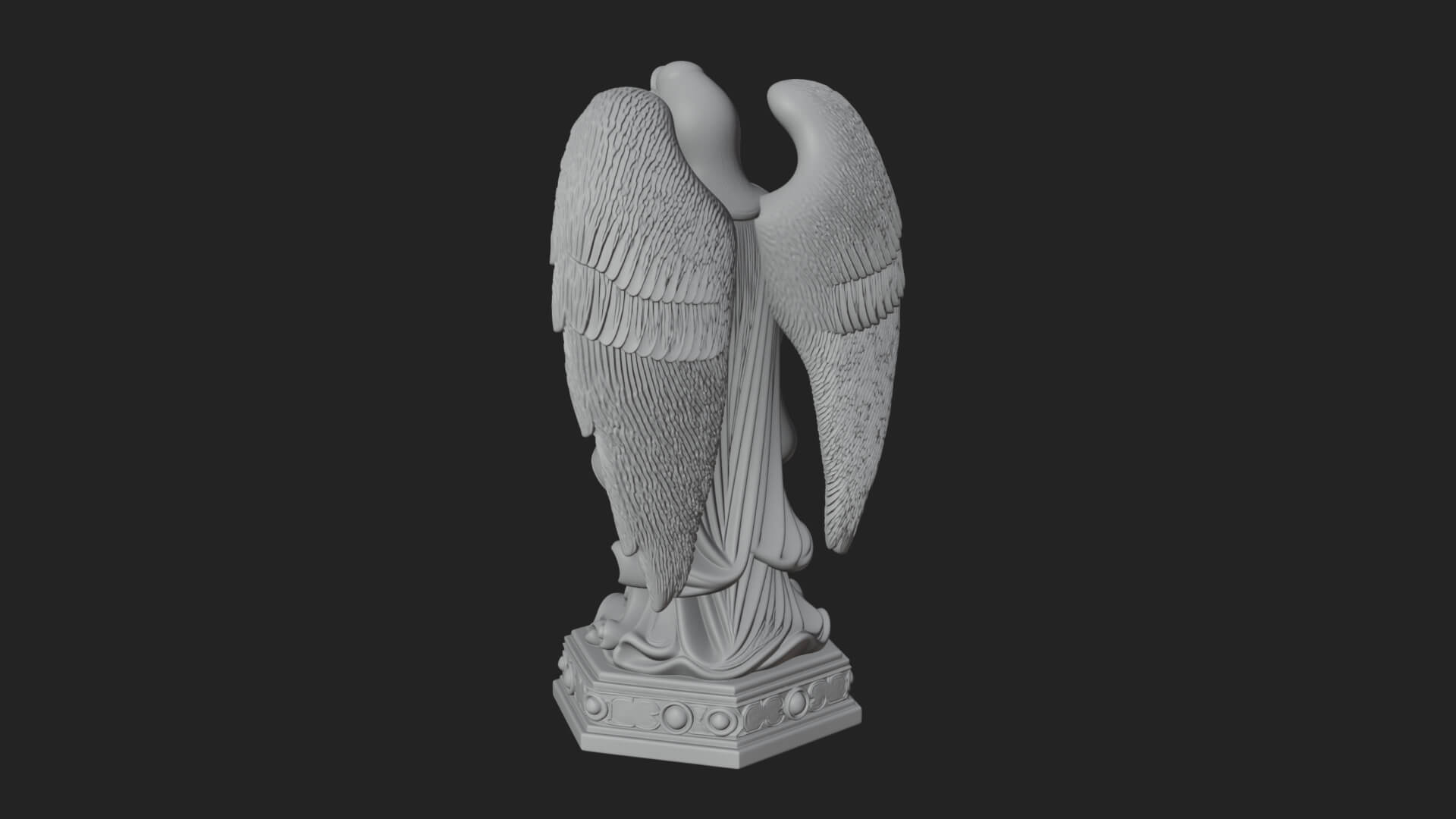 Winged Angel with Child Statue Design 4 3D Print Model 3D Model