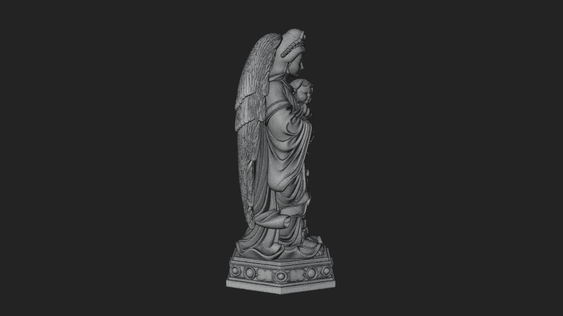 Winged Angel with Child Statue Design 4 3D Print Model 3D Model