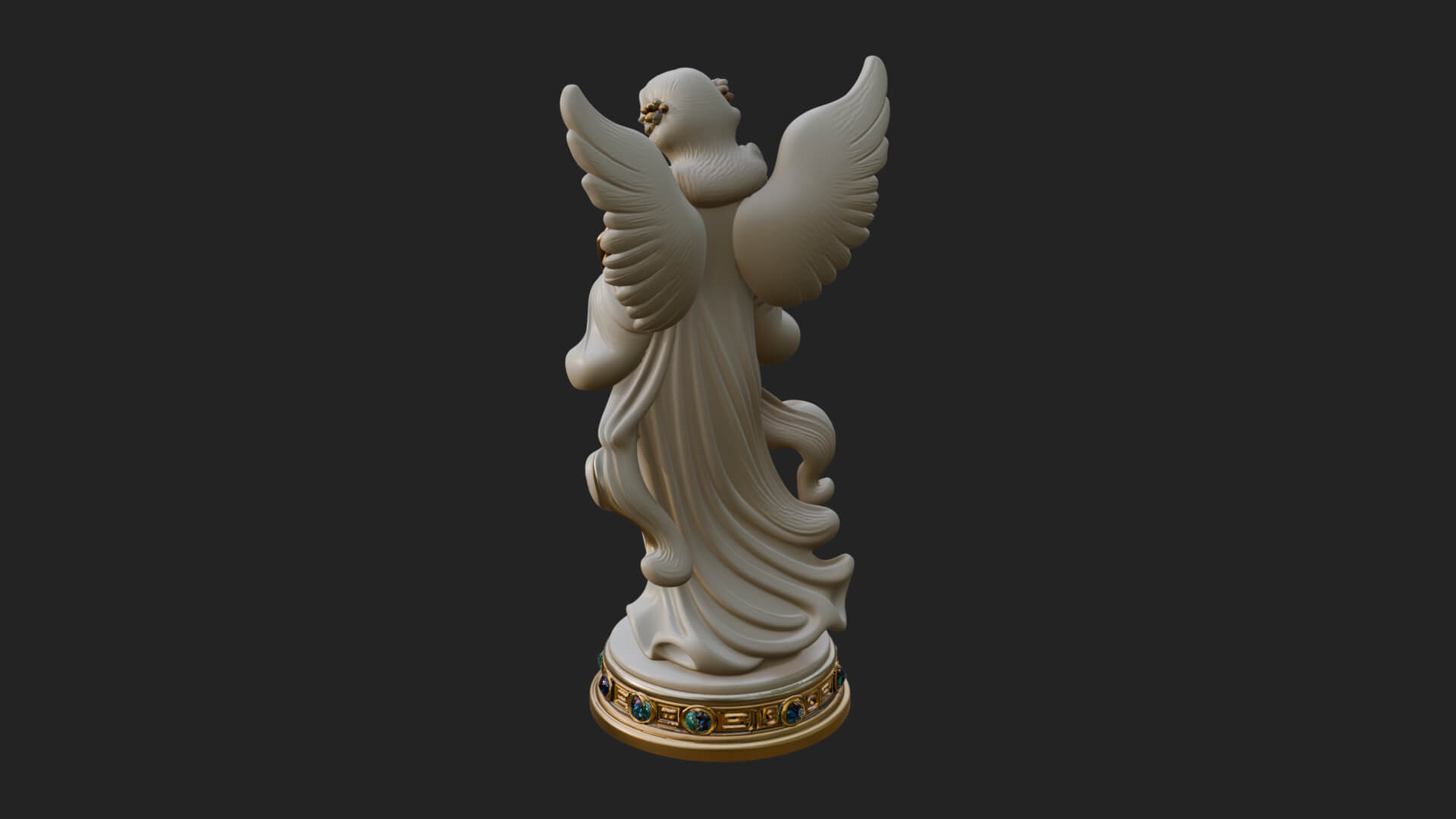 Winged Angel With Rose Flower Statue Design 1 3D Print Model 3D Model