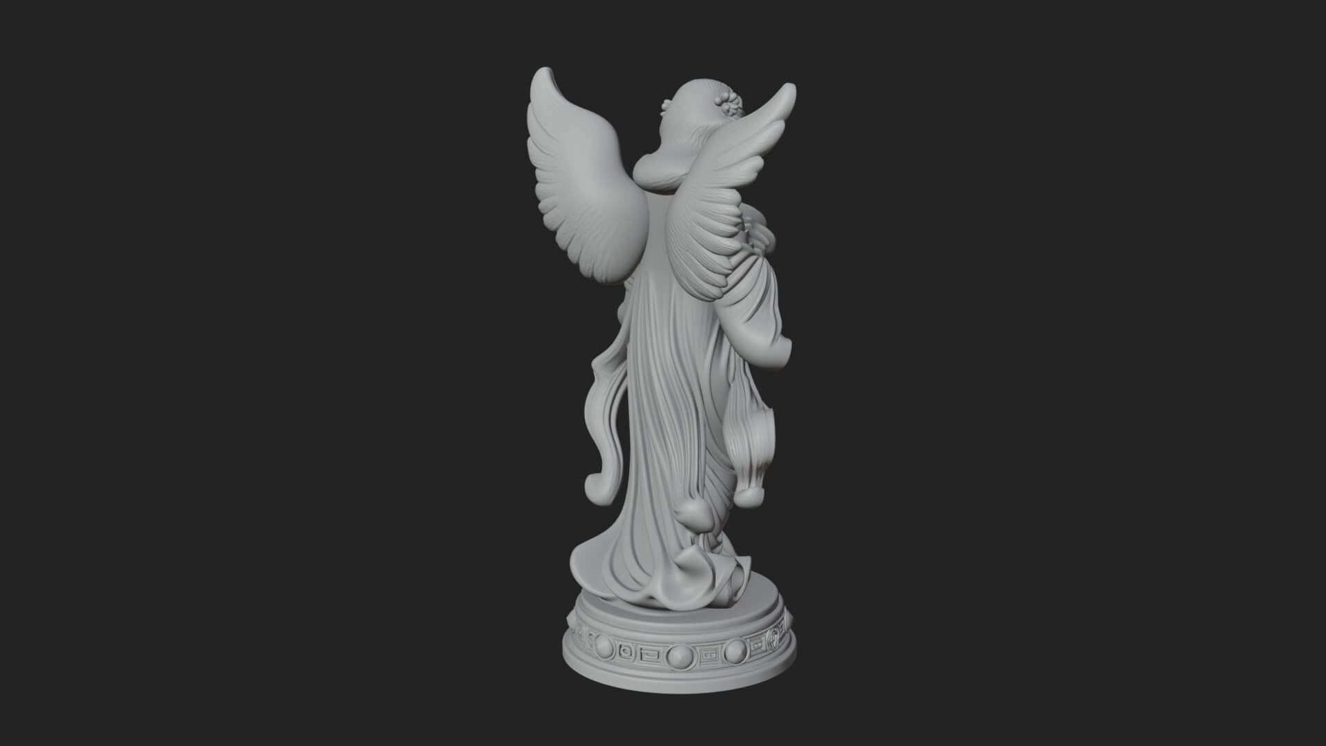 Winged Angel With Rose Flower Statue Design 1 3D Print Model 3D Model