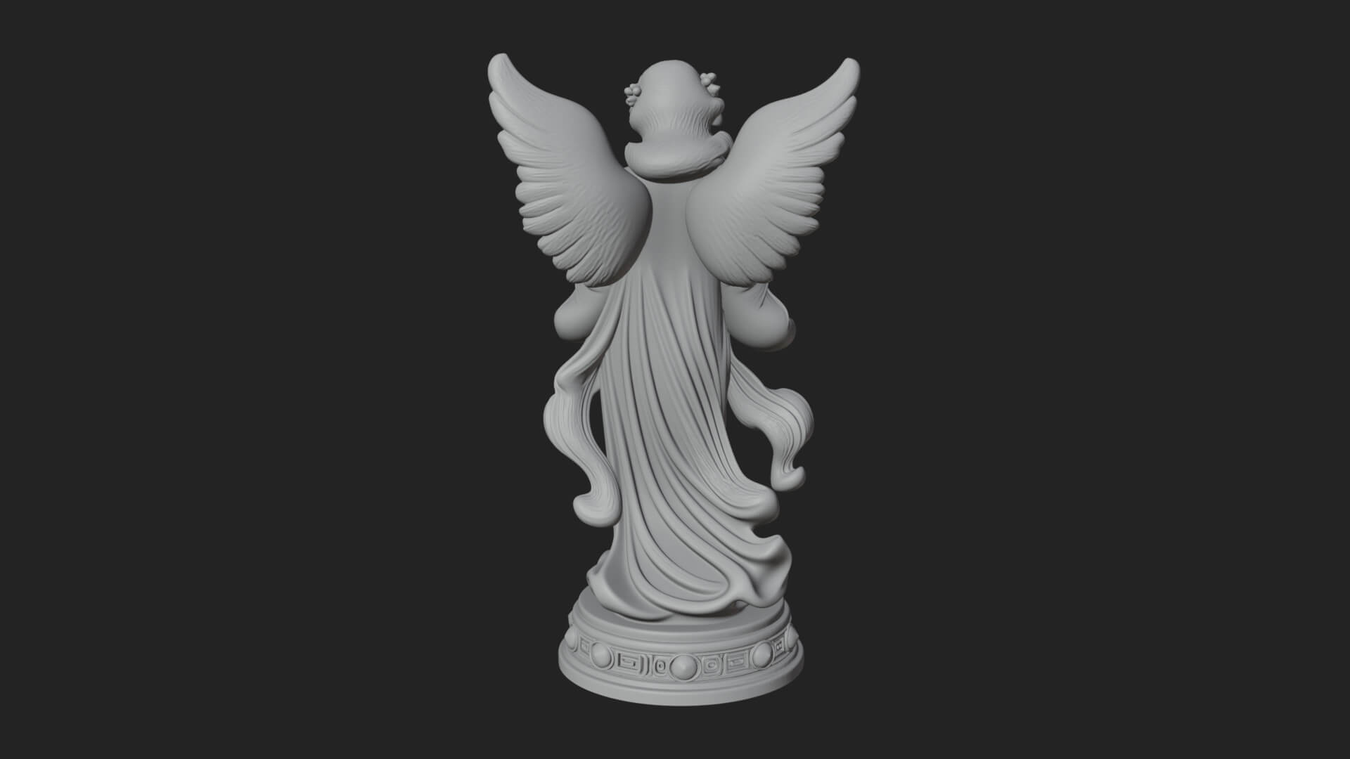 Winged Angel With Rose Flower Statue Design 1 3D Print Model 3D Model