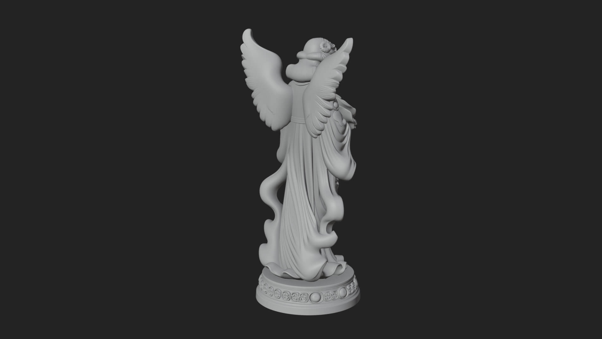 Winged Angel With Rose Flower Statue Design 2 3D Print Model 3D Model