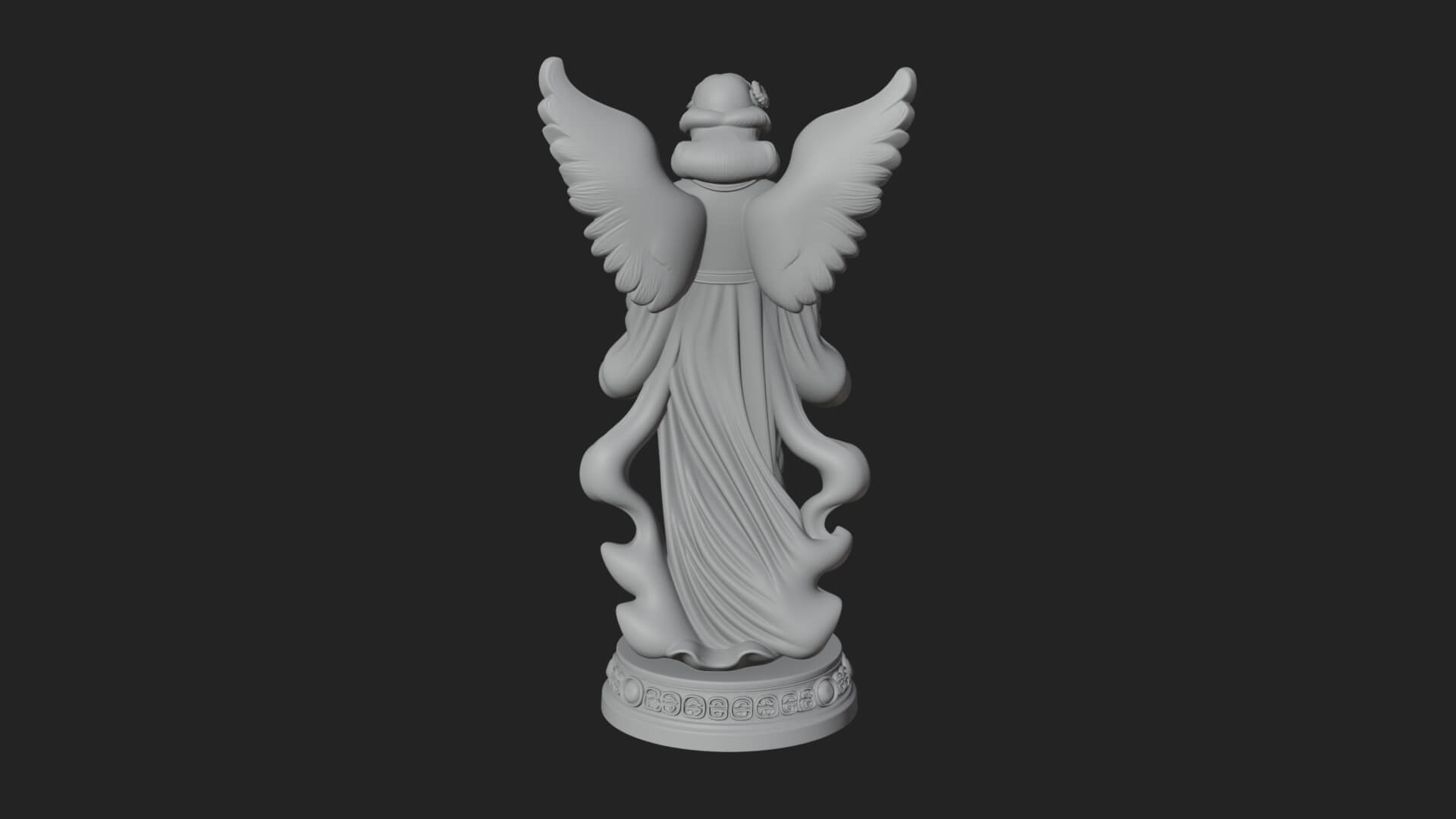 Winged Angel With Rose Flower Statue Design 2 3D Print Model 3D Model