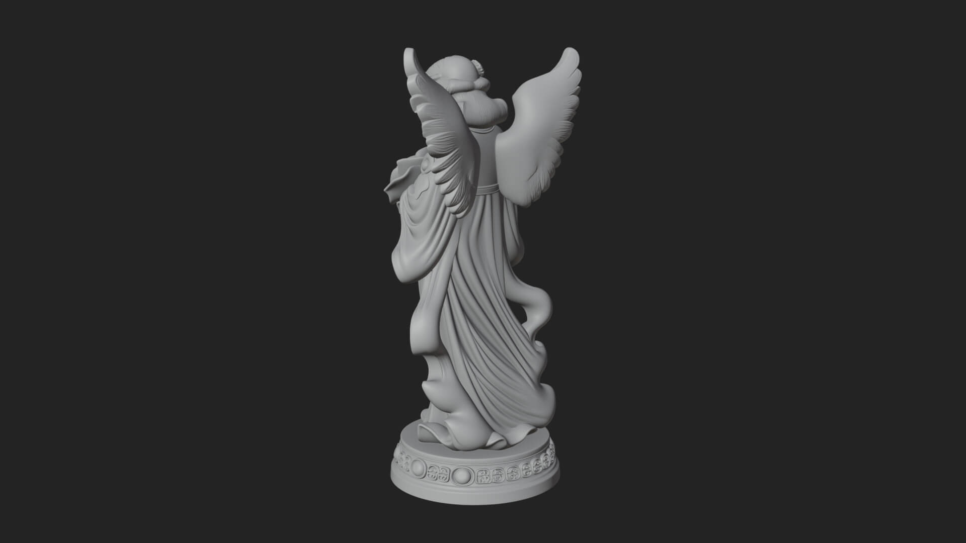 Winged Angel With Rose Flower Statue Design 2 3D Print Model 3D Model