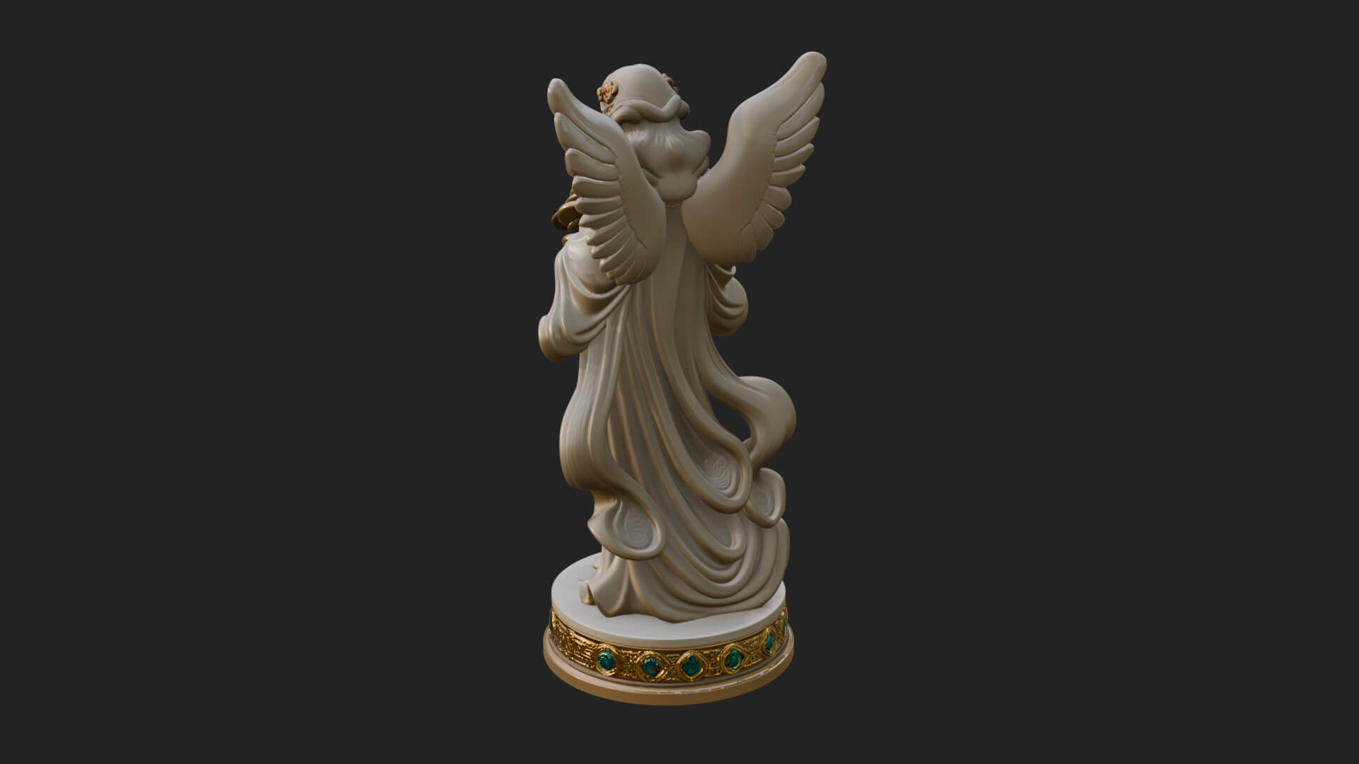 Winged Angel With Rose Flower Statue Design 3 3D Print Model 3D Model
