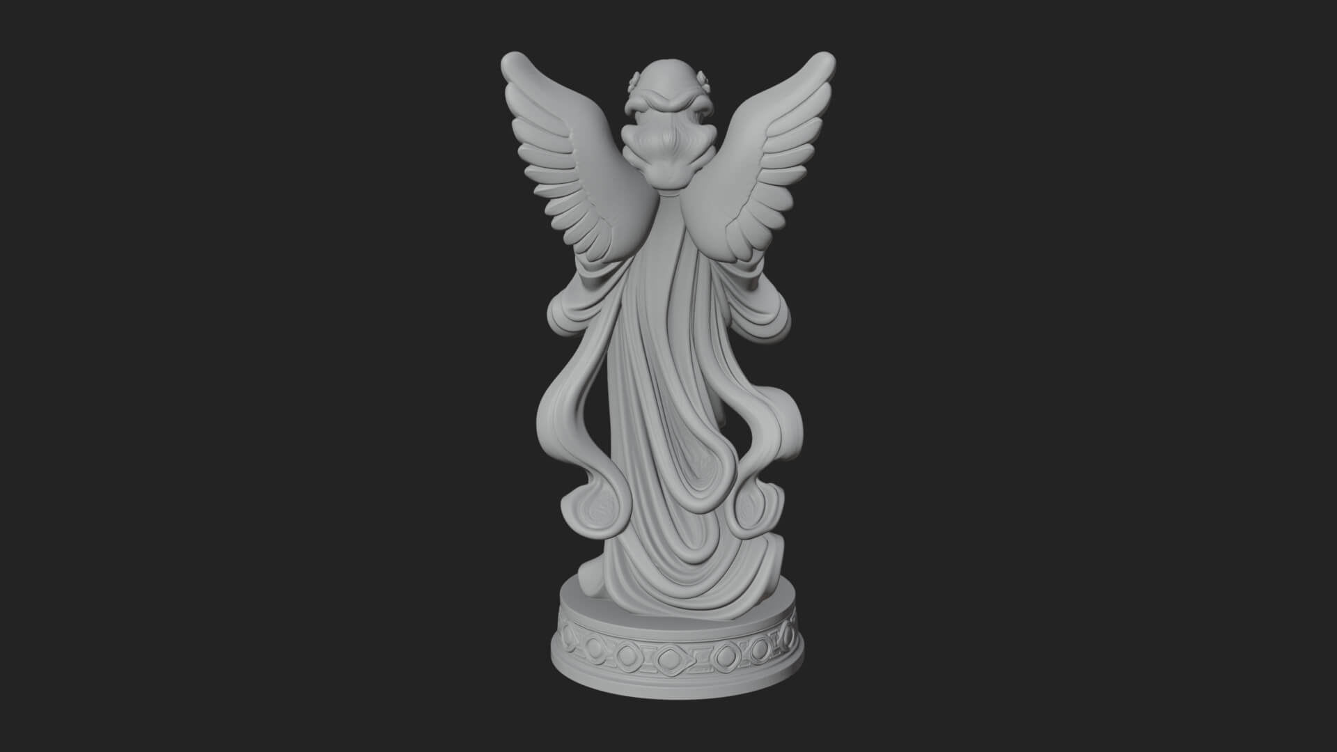Winged Angel With Rose Flower Statue Design 3 3D Print Model 3D Model