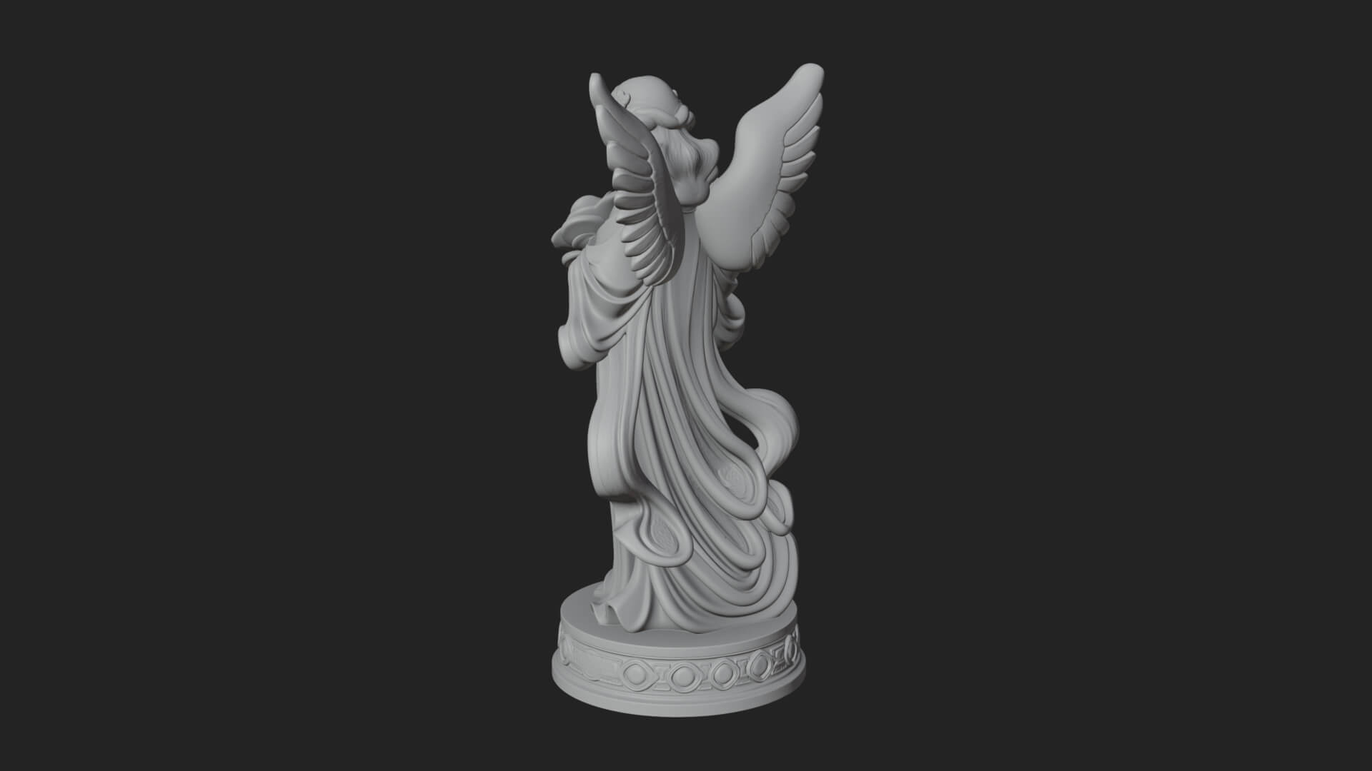 Winged Angel With Rose Flower Statue Design 3 3D Print Model 3D Model