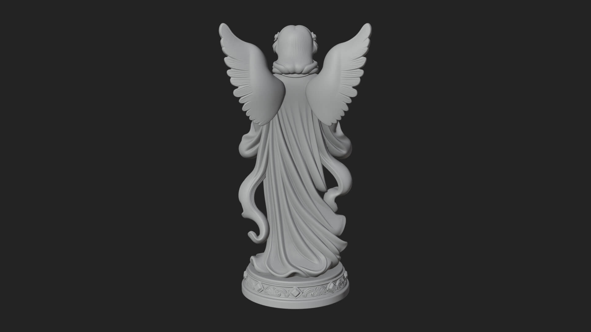 Winged Angel With Rose Flower Statue Design 4 3D Print Model 3D Model