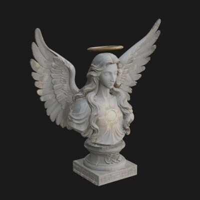 Winged Angel Woman Bust Statue Design 3 3D Print Model