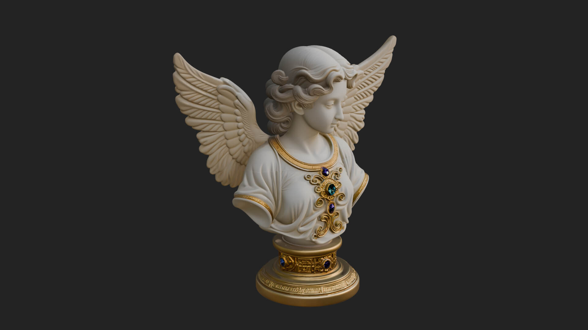 Winged Angel Woman Bust Statue Design 5 3D Print Model 3D Model
