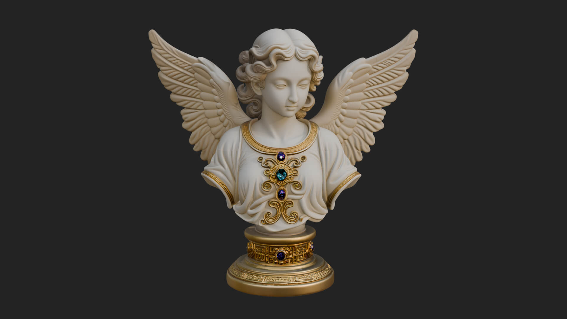 Winged Angel Woman Bust Statue Design 5 3D Print Model 3D Model