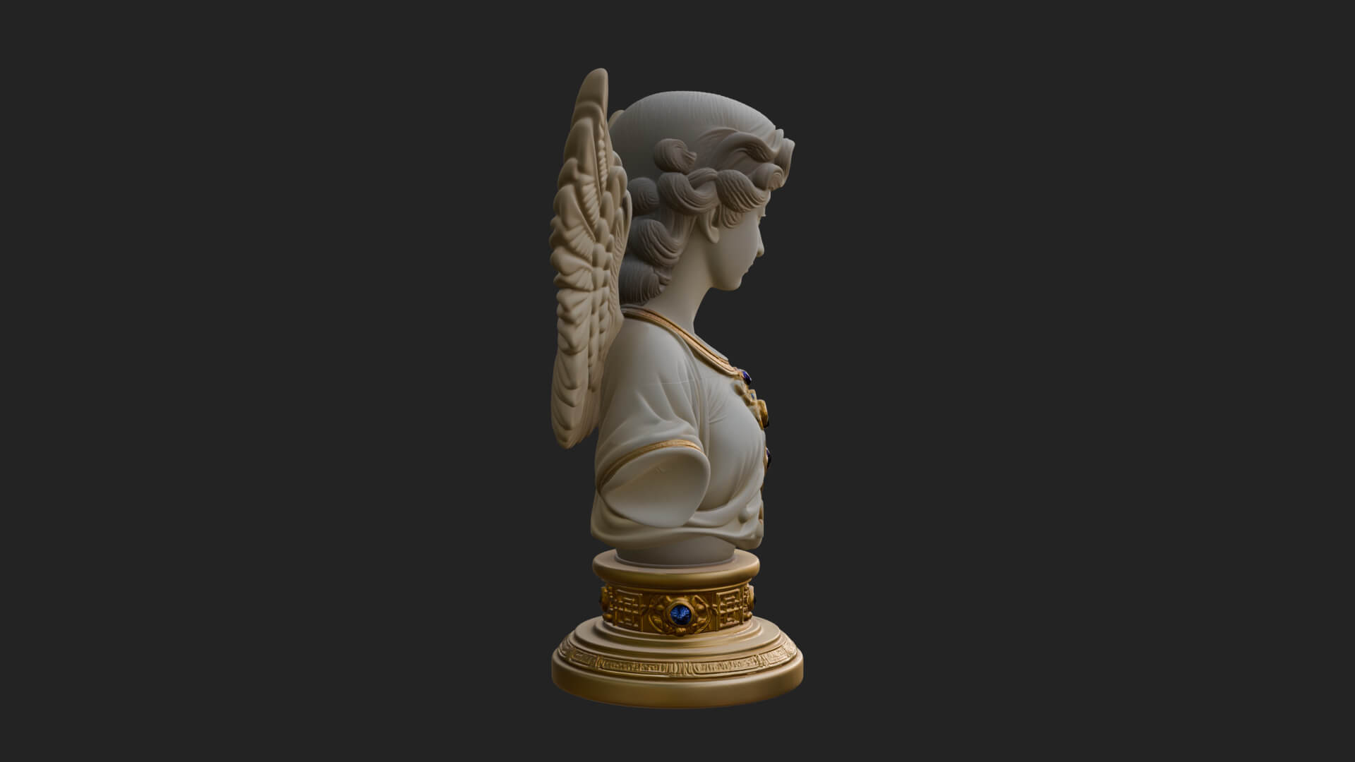 Winged Angel Woman Bust Statue Design 5 3D Print Model 3D Model