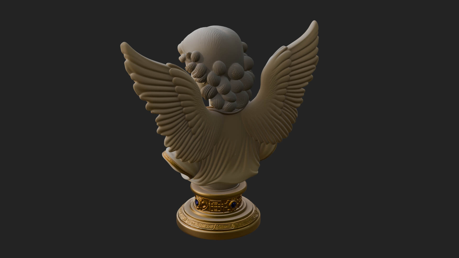 Winged Angel Woman Bust Statue Design 5 3D Print Model 3D Model