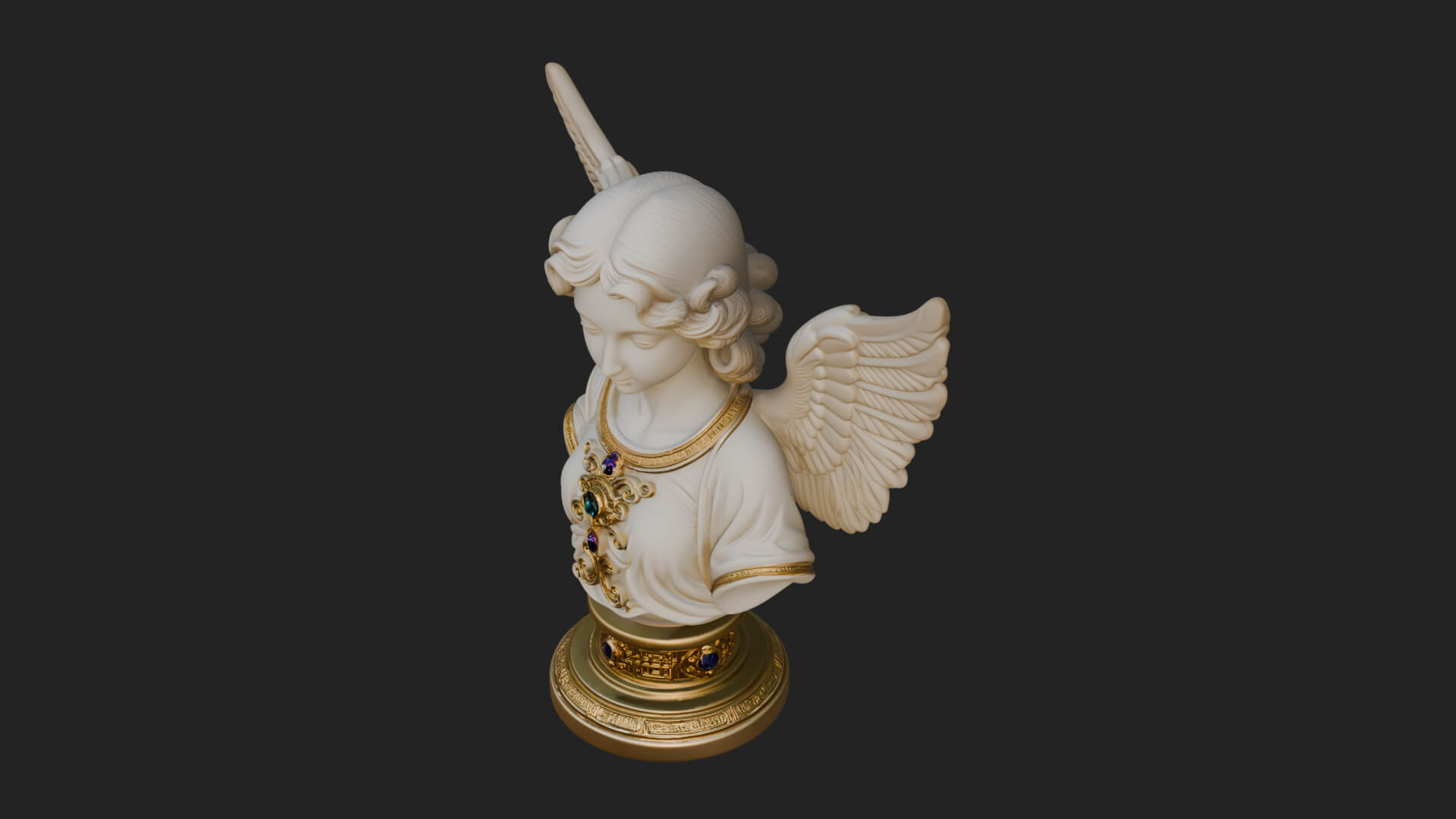 Winged Angel Woman Bust Statue Design 5 3D Print Model 3D Model
