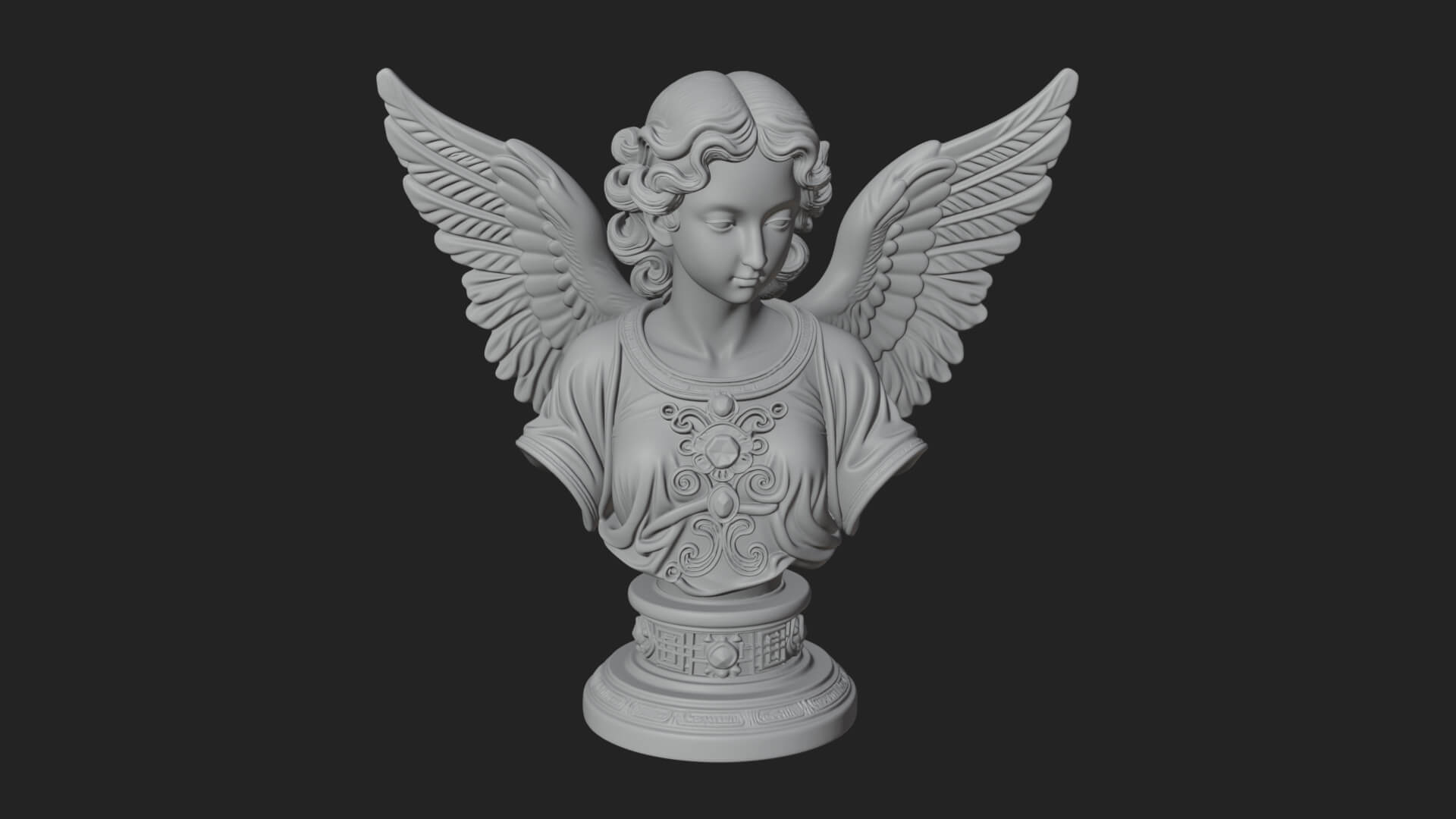 Winged Angel Woman Bust Statue Design 5 3D Print Model 3D Model
