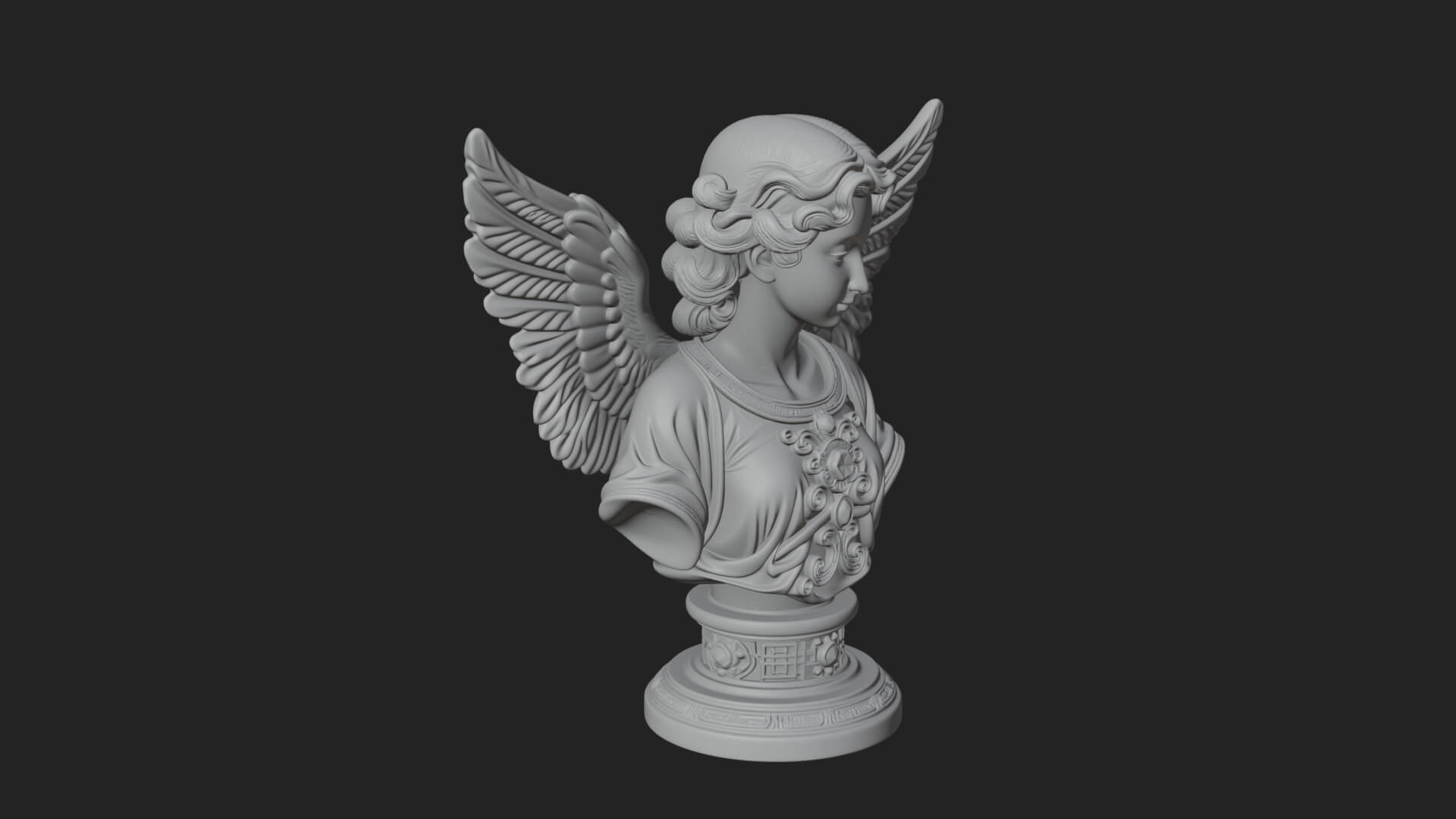 Winged Angel Woman Bust Statue Design 5 3D Print Model 3D Model
