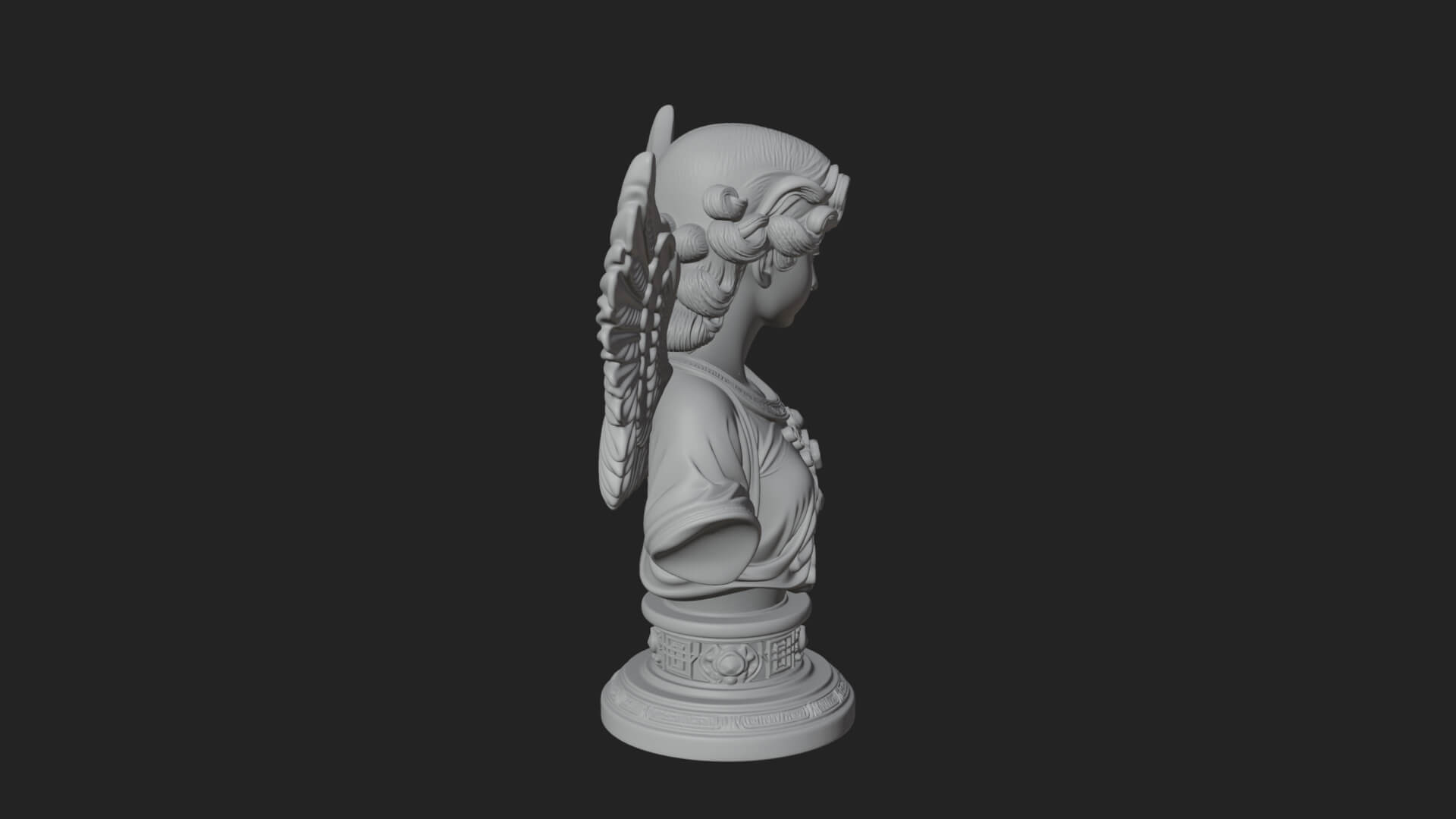 Winged Angel Woman Bust Statue Design 5 3D Print Model 3D Model