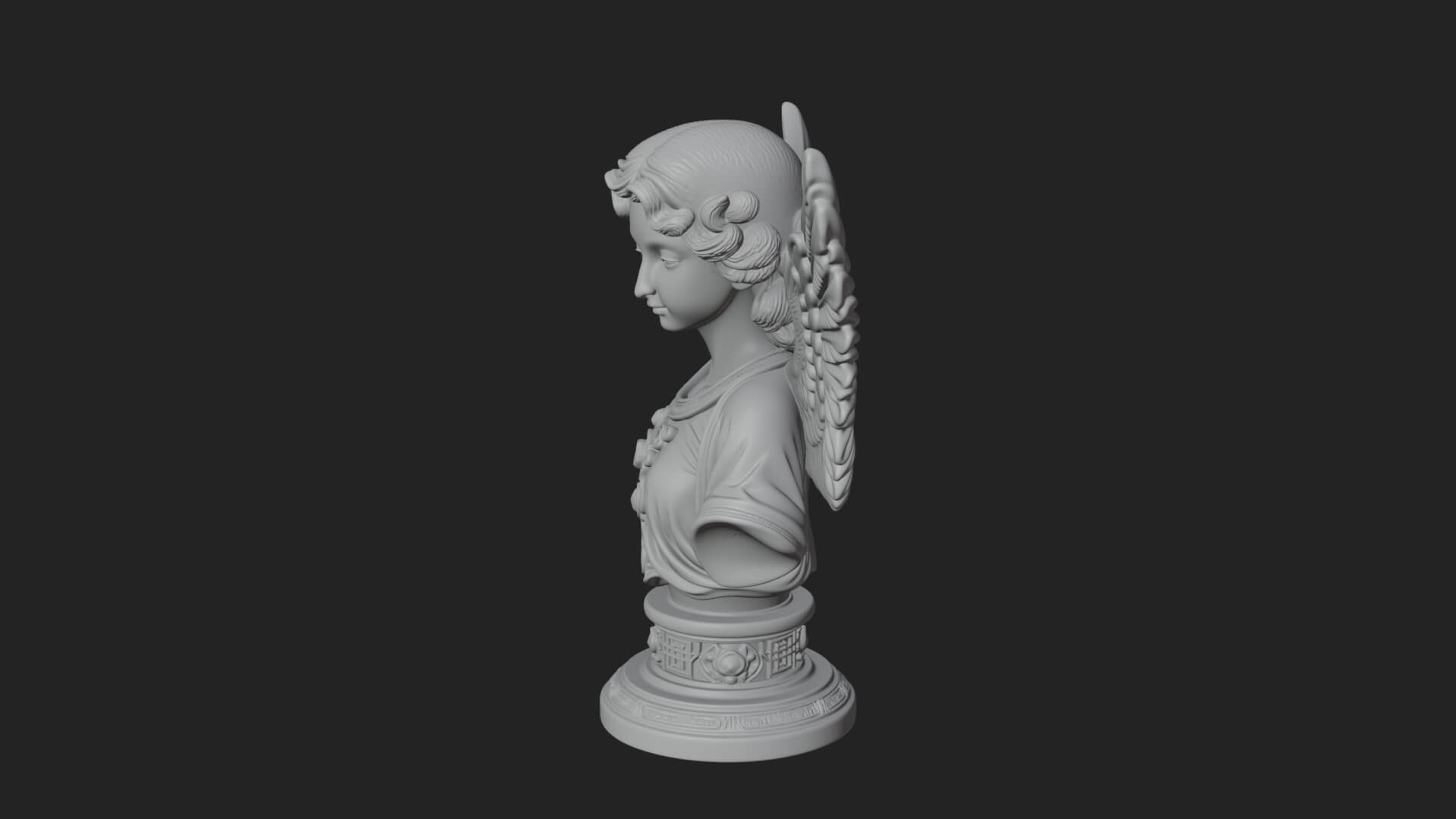 Winged Angel Woman Bust Statue Design 5 3D Print Model 3D Model