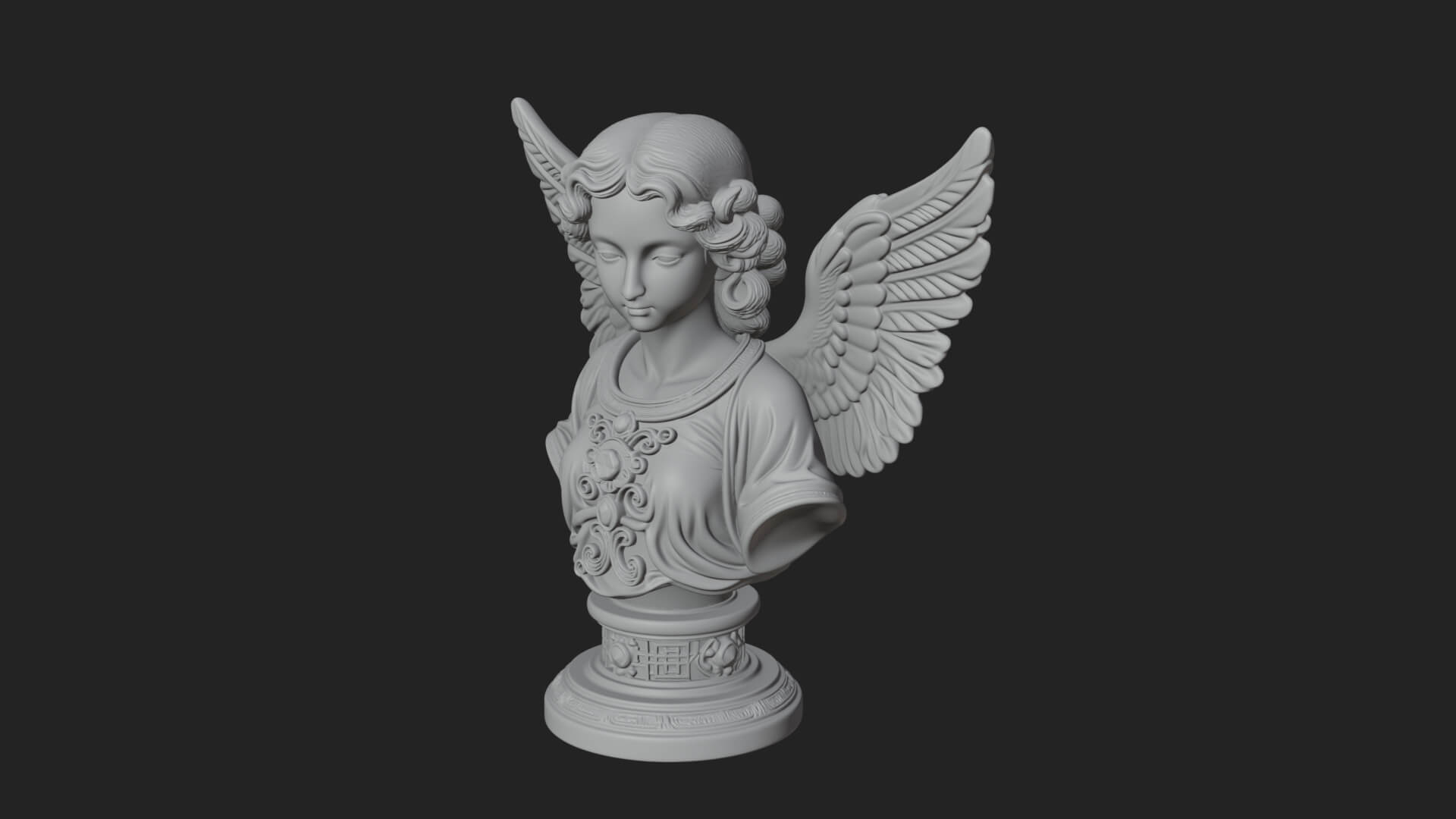 Winged Angel Woman Bust Statue Design 5 3D Print Model 3D Model