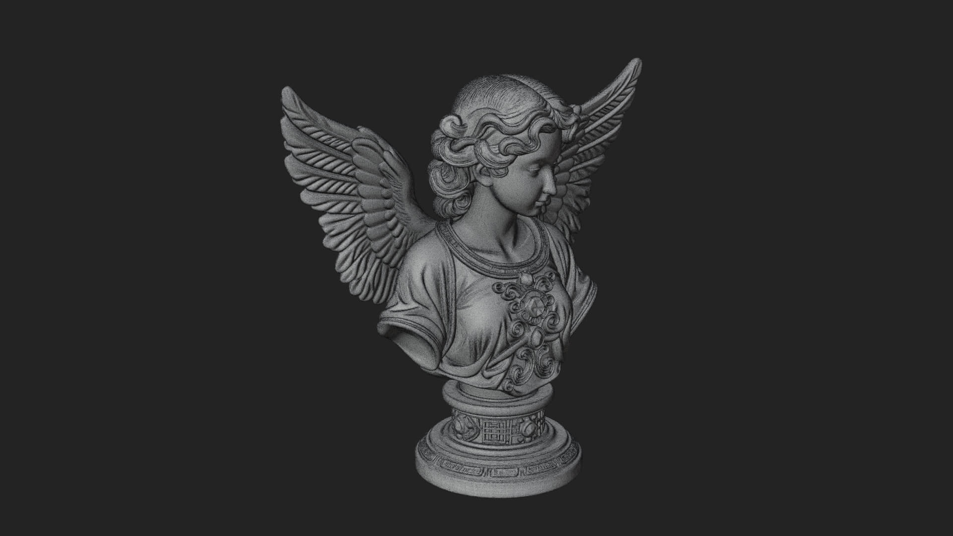 Winged Angel Woman Bust Statue Design 5 3D Print Model 3D Model