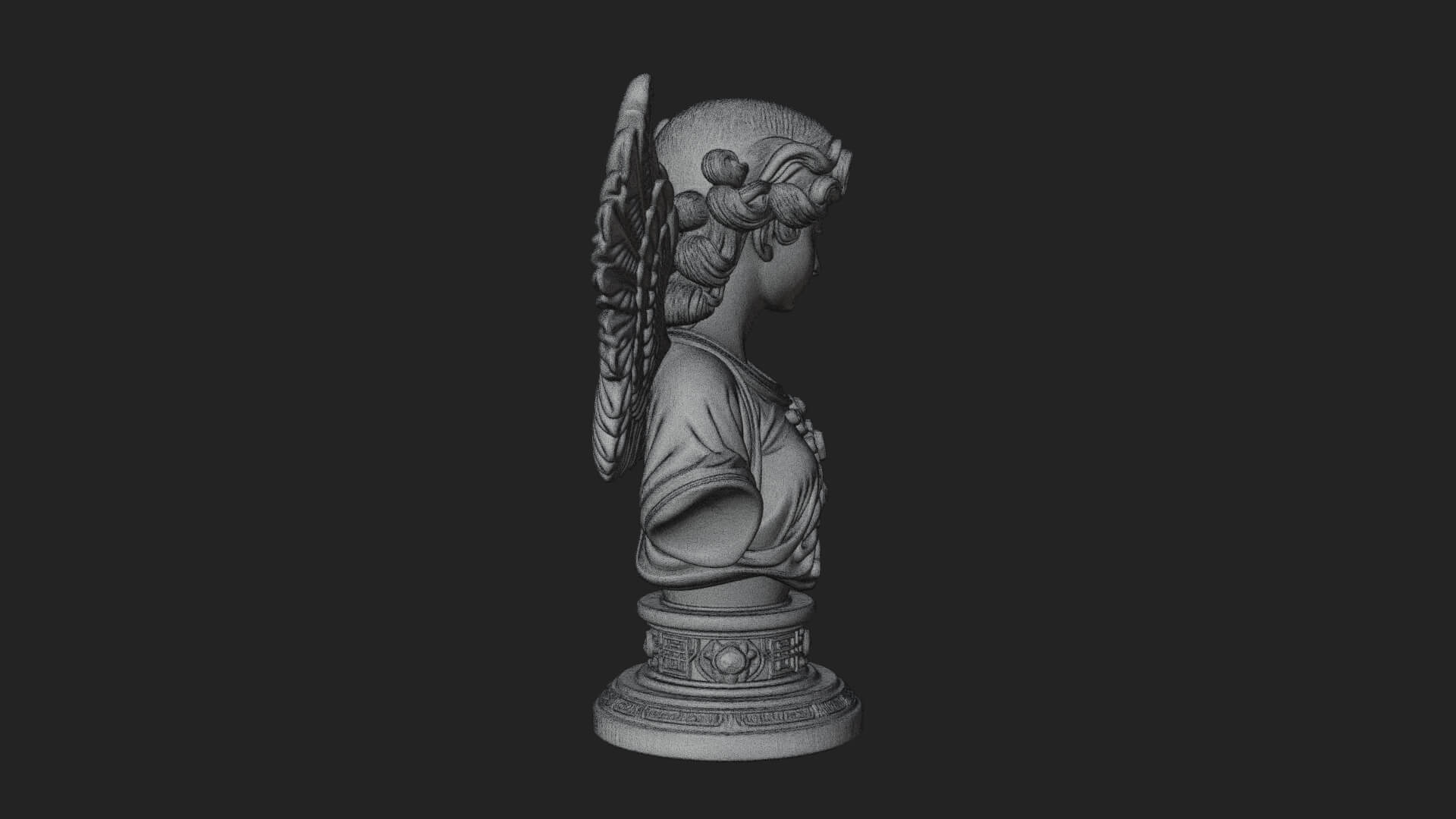 Winged Angel Woman Bust Statue Design 5 3D Print Model 3D Model