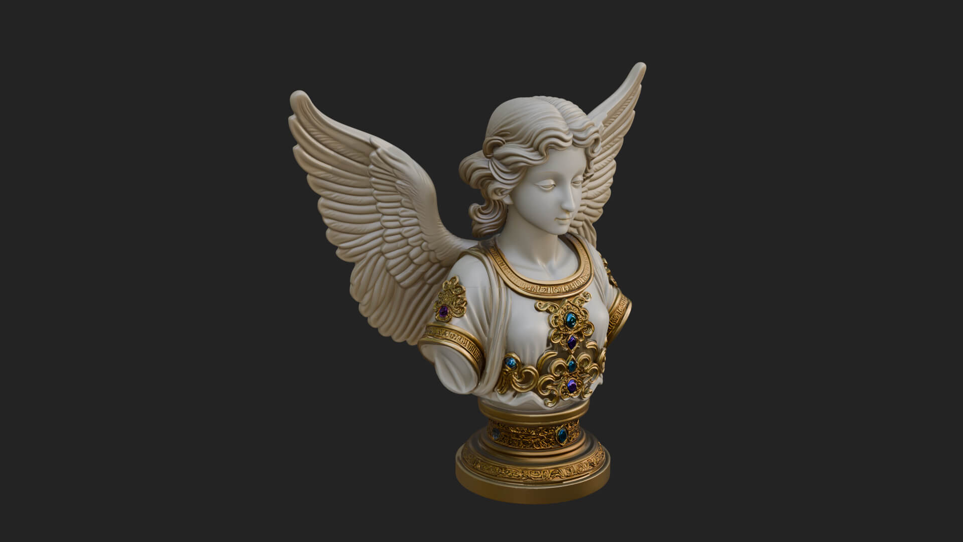 Winged Angel Woman Bust Statue Design 6 3D Print Model 3D Model