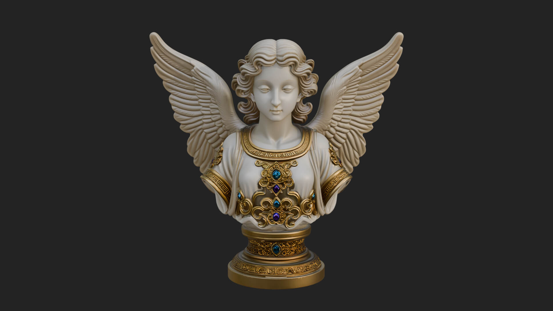 Winged Angel Woman Bust Statue Design 6 3D Print Model 3D Model